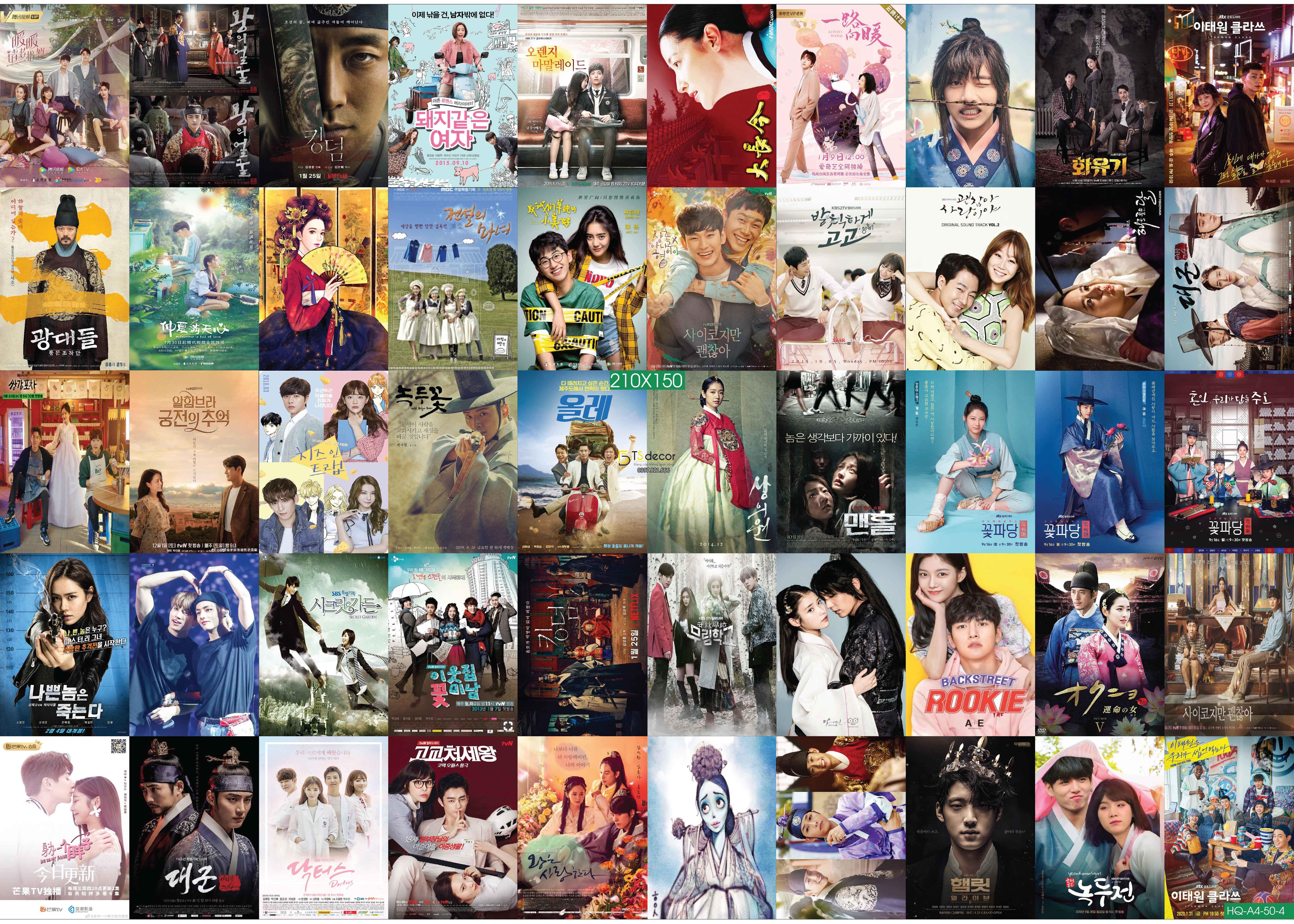 Combo 50 tờ Decal dán tường phong cách Hàn Quốc khổ A3,A4,A5