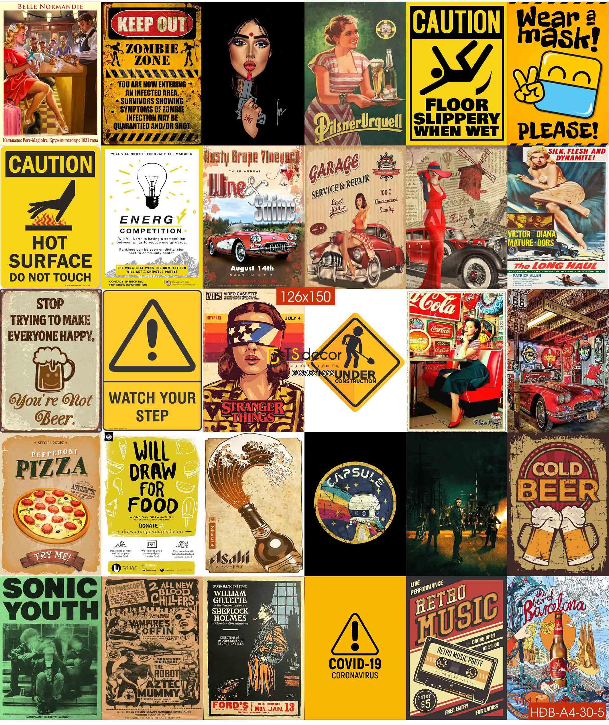 BEER-Combo 30 hình dán tường decor nhà hàng quán bia 04