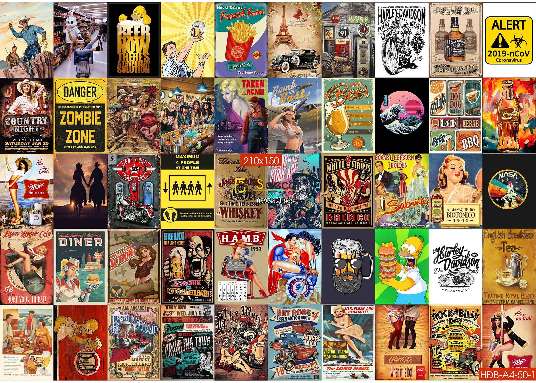 Combo 50 tờ Decal chủ đề beer 01