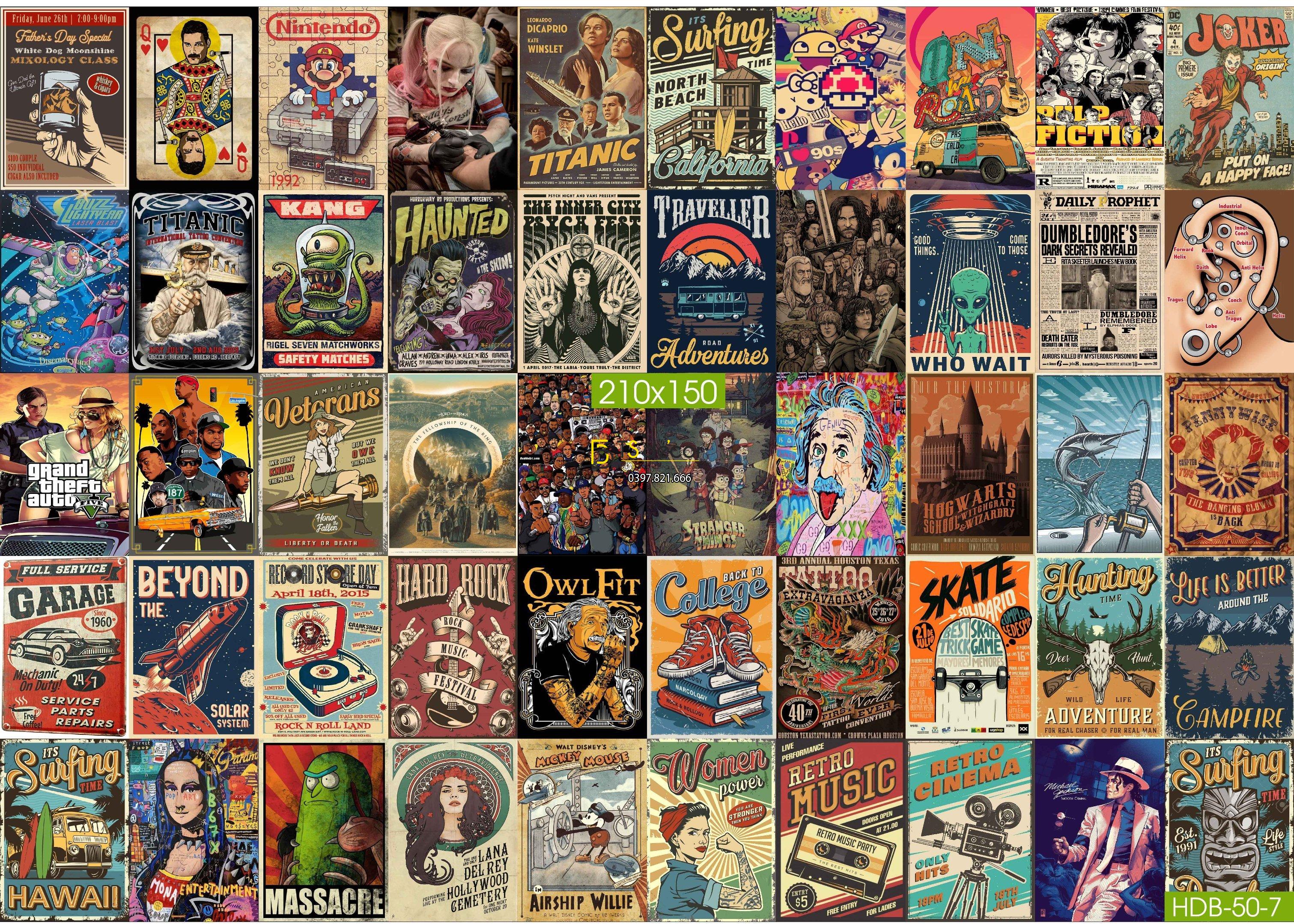 Combo 50 hình Decal dán tường trang trí decor quán bia quán Bar Pub 02