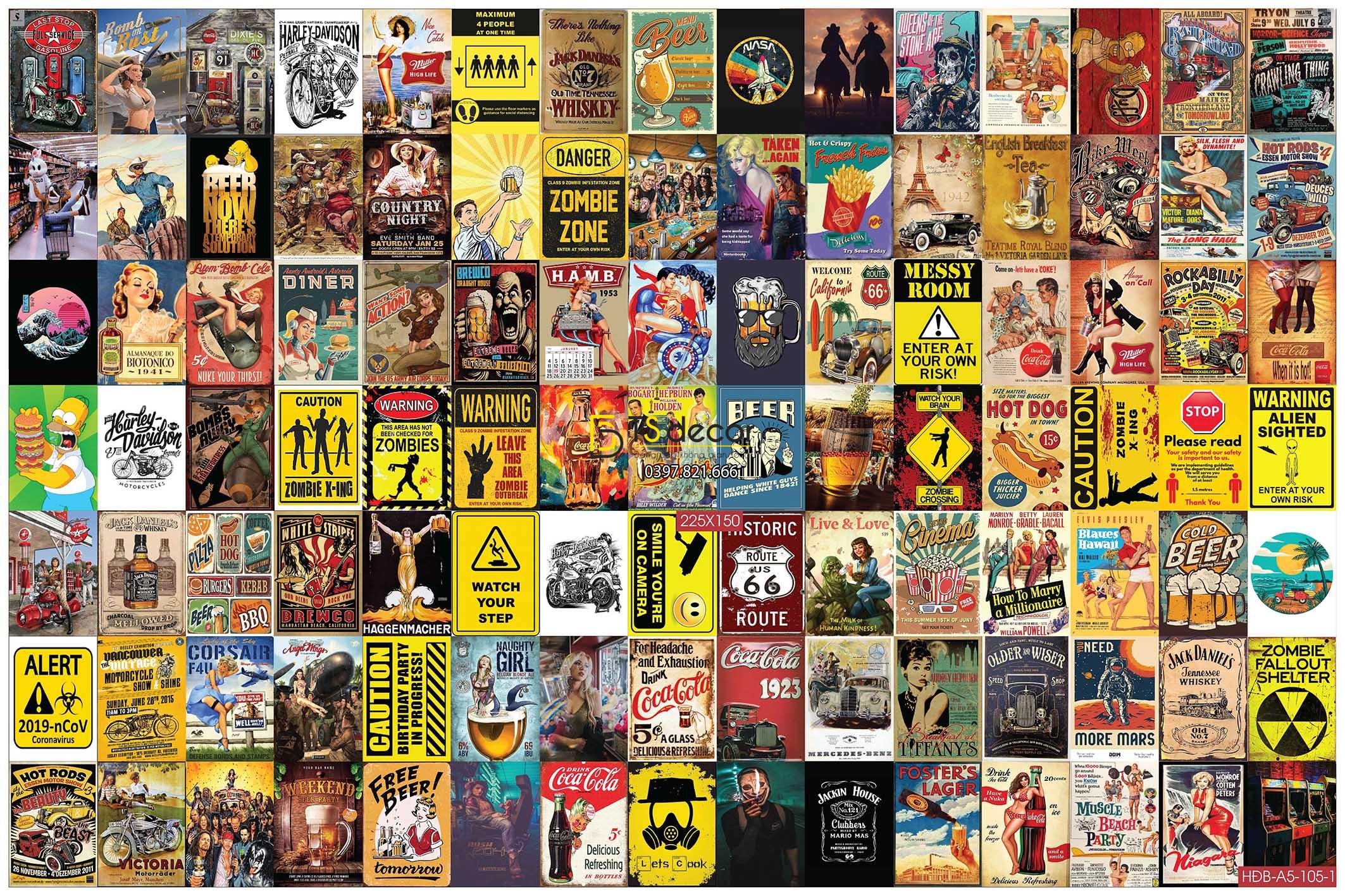 Combo 105 hình Decal dán tường trang trí decor quán bia quán nhậu 03