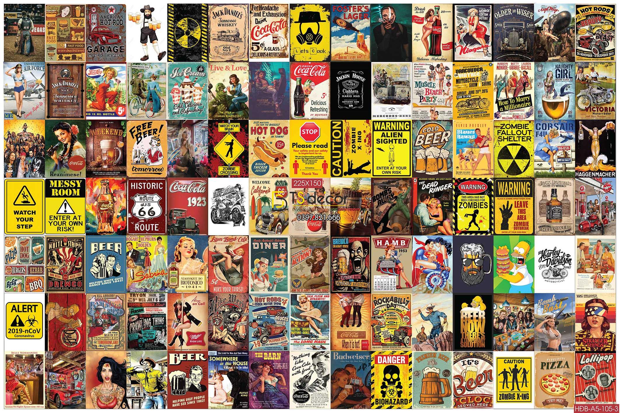 Combo 105 hình Decal dán tường trang trí decor quán bia quán nhậu 02