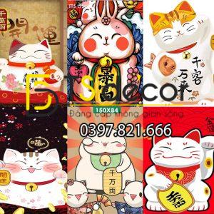 Combo 10 tờ Decal dán tường Mèo Thần Tài Nhật Bản khổ A3,A4,A5
