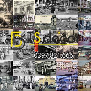 Sài Gòn Xưa-Combo 30 Hình Decal dán tường dán cafe, Pub, trà sữa khổ A3,A4,A5