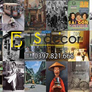 Combo 30 hình Decal dán tường thời bao cấp Việt Nam trang trí cafe,trà sữa