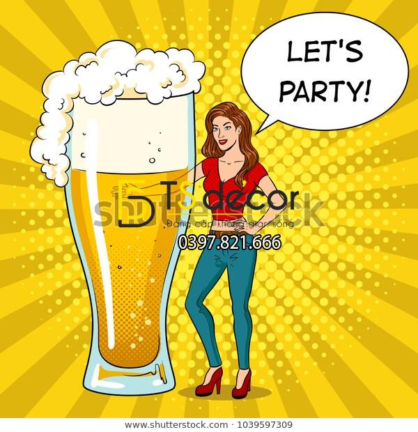 Tranh dán tường quán Bia vỉa hè