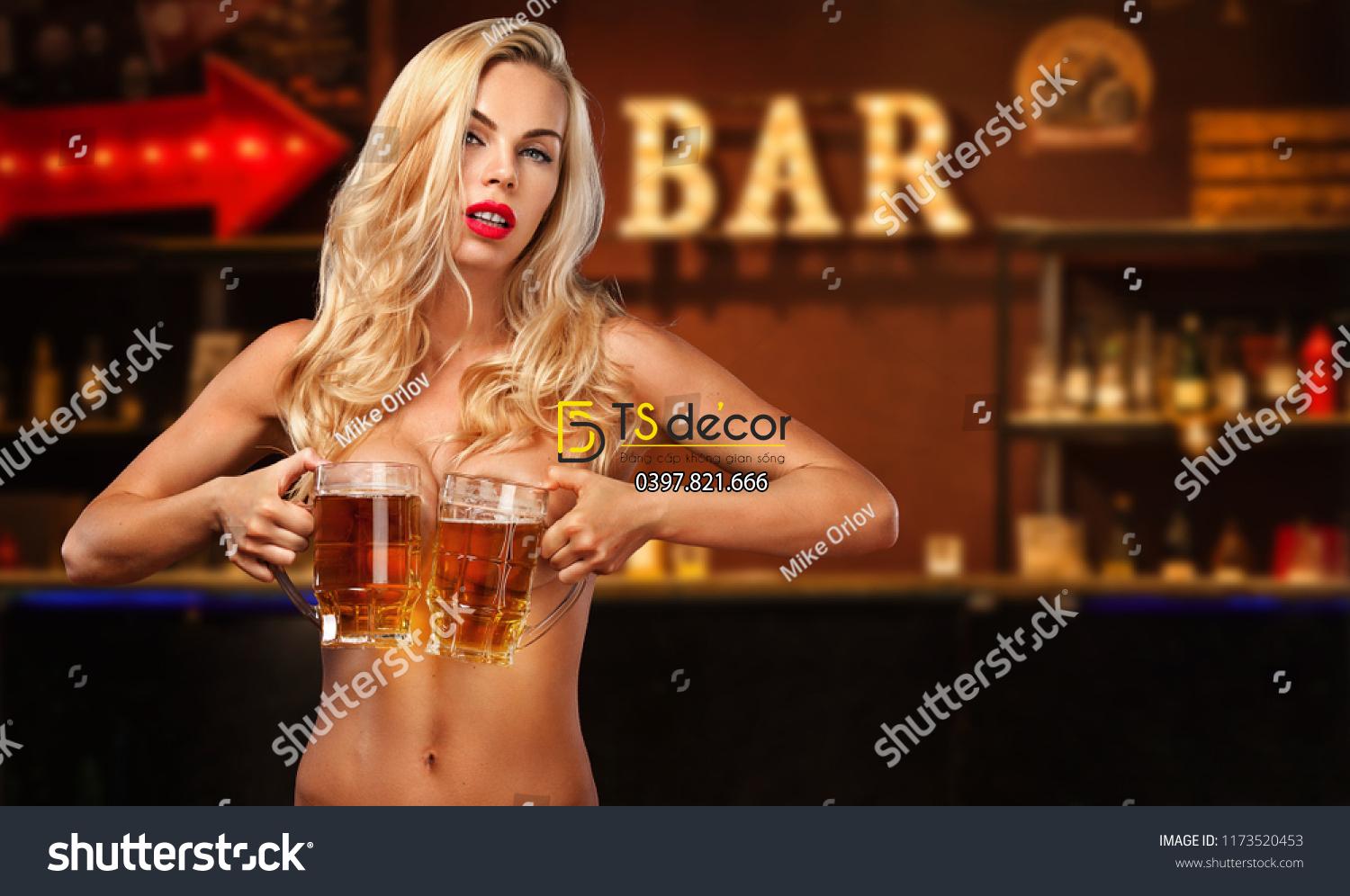 Tranh 3D dán tường trang trí Quán Bar Quán Beer Quán Nhậu