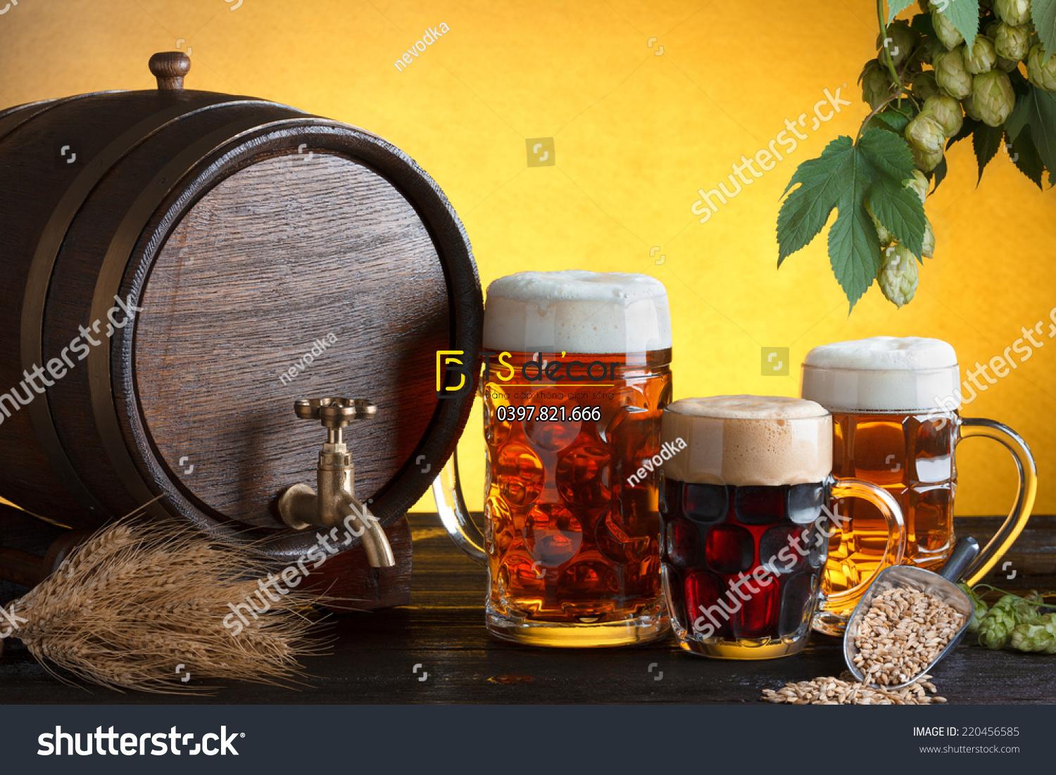 Tranh dán tường Thùng Bia Bom Bia độc đáo