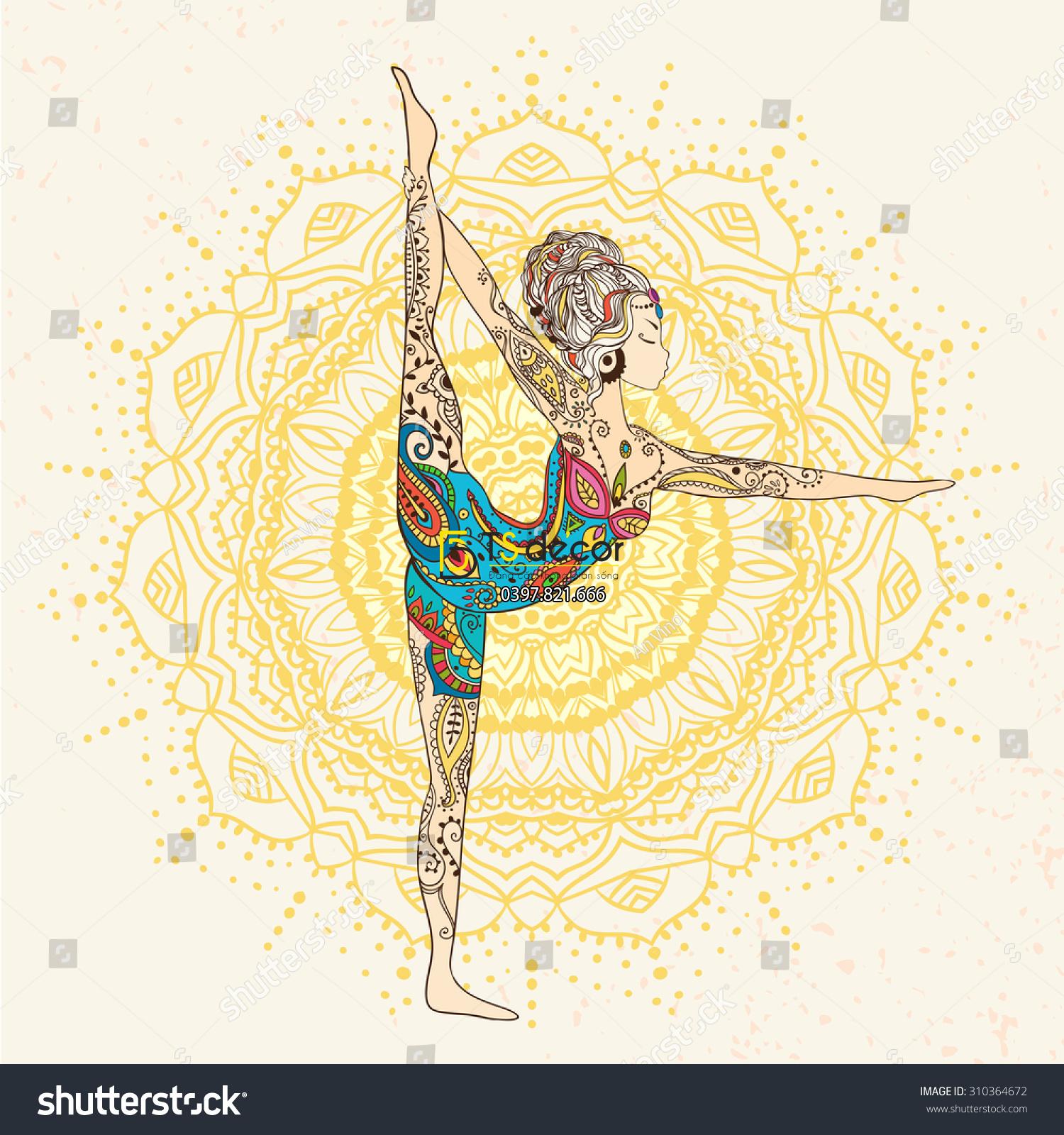 Tranh dán tường phong Yoga 08