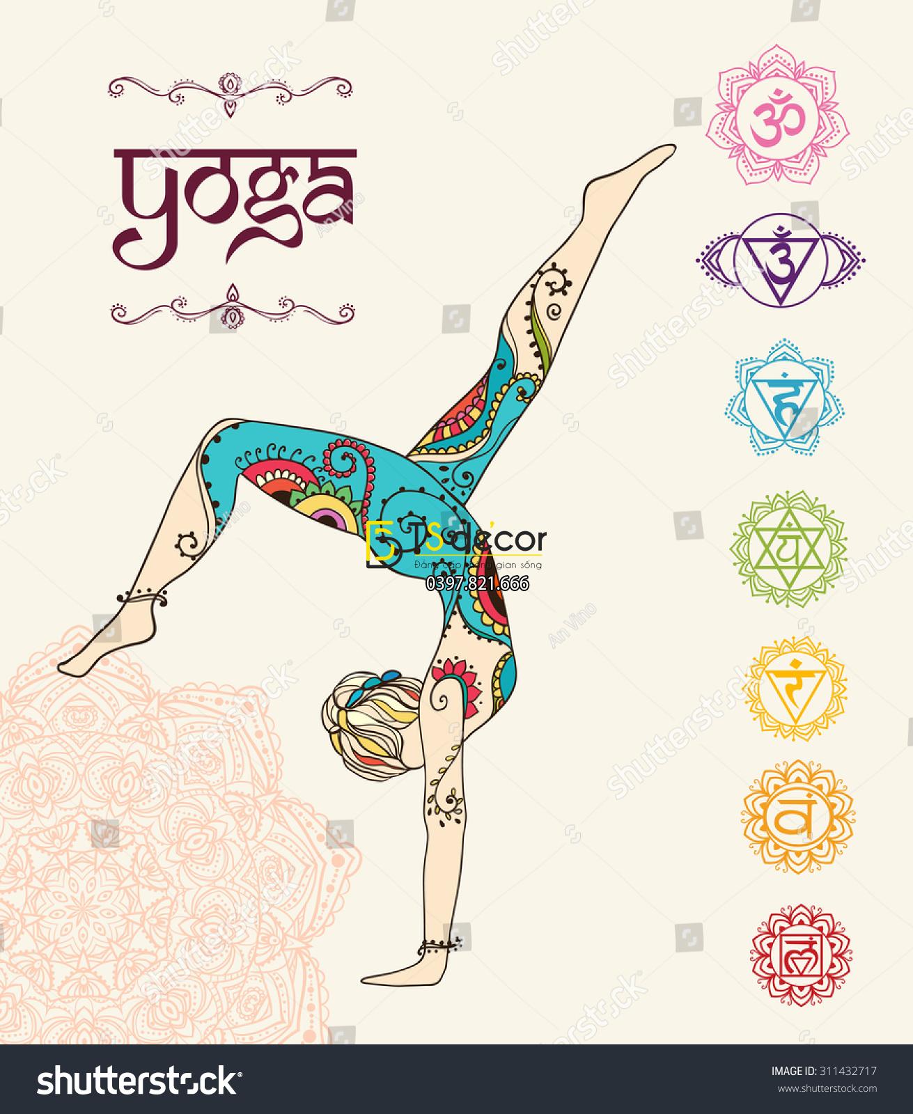 Tranh dán tường phong Yoga 01