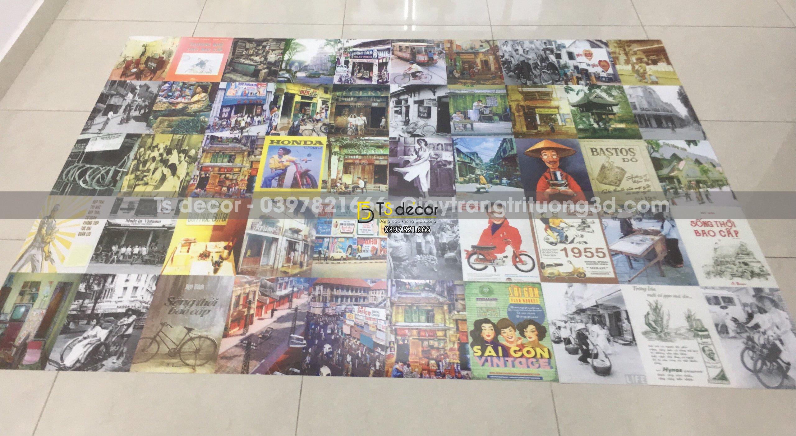 Hình Thực Tế Decal dán tường thời bao cấp Việt Nam Khổ A4