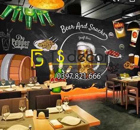 Tranh dán tường kết hợp Đồ Nhậu và Bia