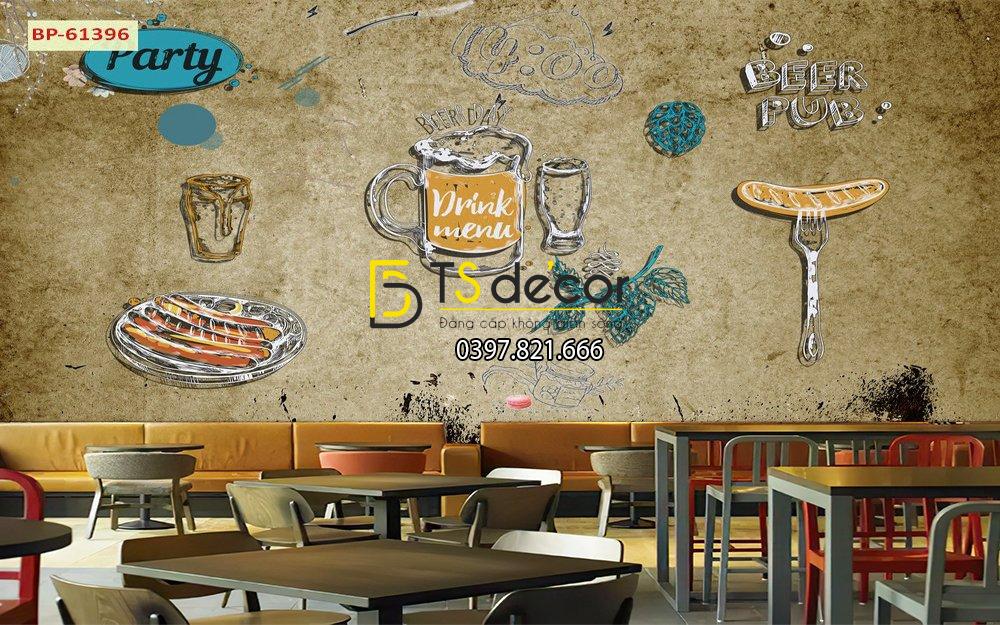 Tranh dán tường tổng hợp đồ uống tại quán nhậu
