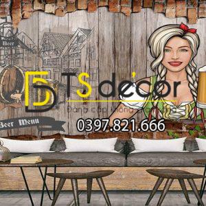 Tranh Dán Tường 3D Quán Beer Club thu hút khách nhất