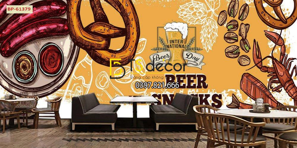 Tranh dán tường kết hợp giữa Beer rượu và đồ nhậu