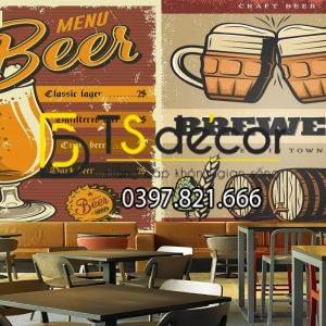 Tranh Dán Tường 3D Trang Trí Quán Beer Độc Đáo