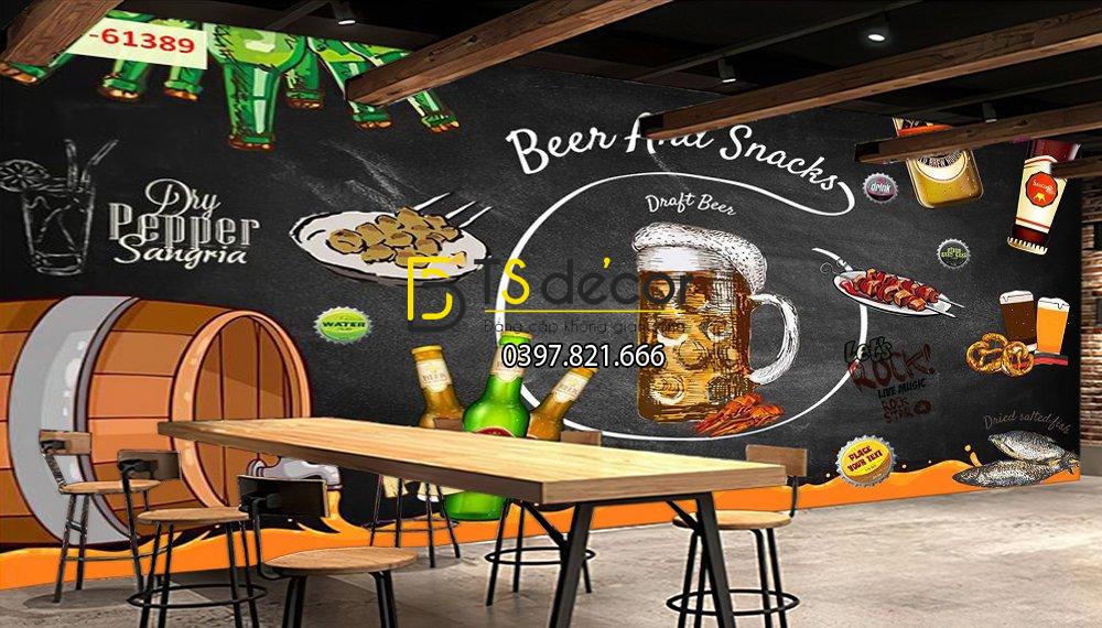 Tranh dán tường Bia Rượu đồ nhắm đẹp nhất tại TS Decor