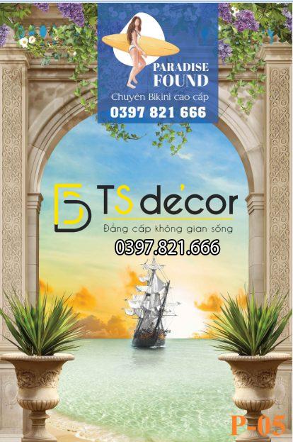 Phông Nền Livestream Chụp Ảnh Cổng Vòm Chiều Sâu 3D 5D Mã P05