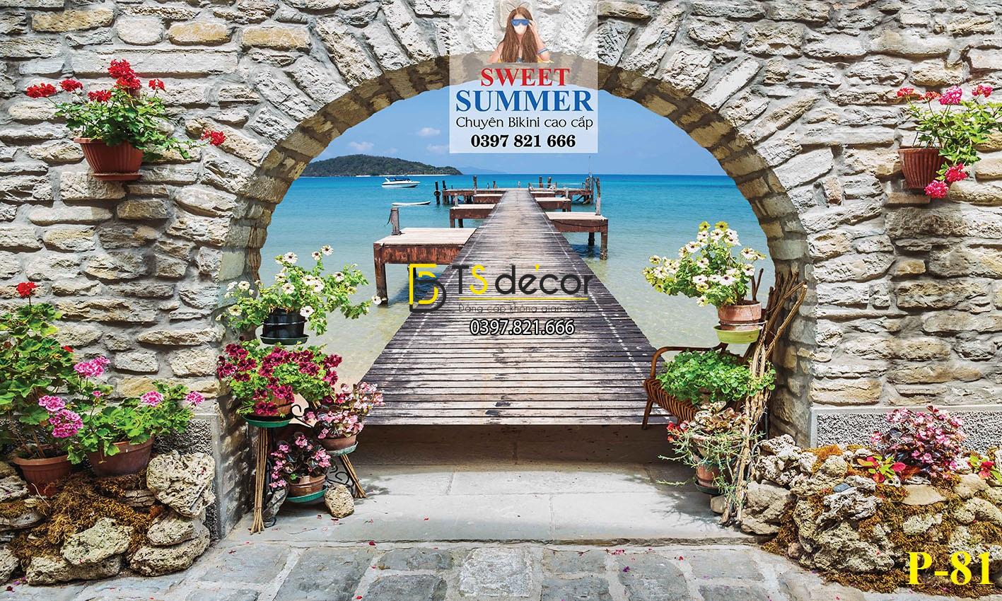 Phông Nền Livestream Chụp Ảnh Cổng Vòm Đá 3D 5D Mã