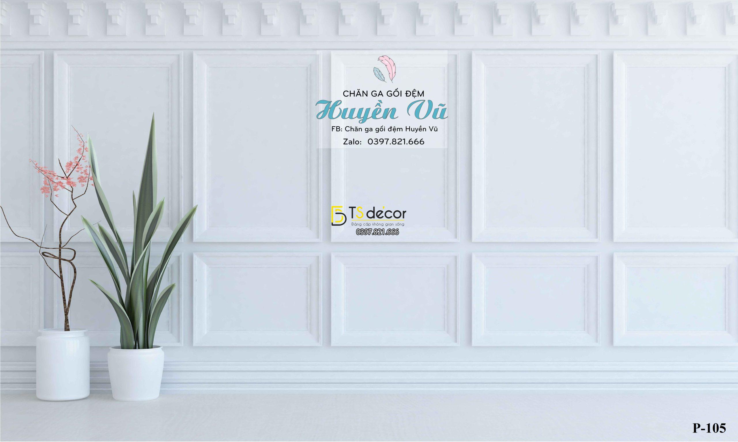 Phông Nền Livestream Chụp Ảnh Trắng Có Cây 3D 5D Mã P105