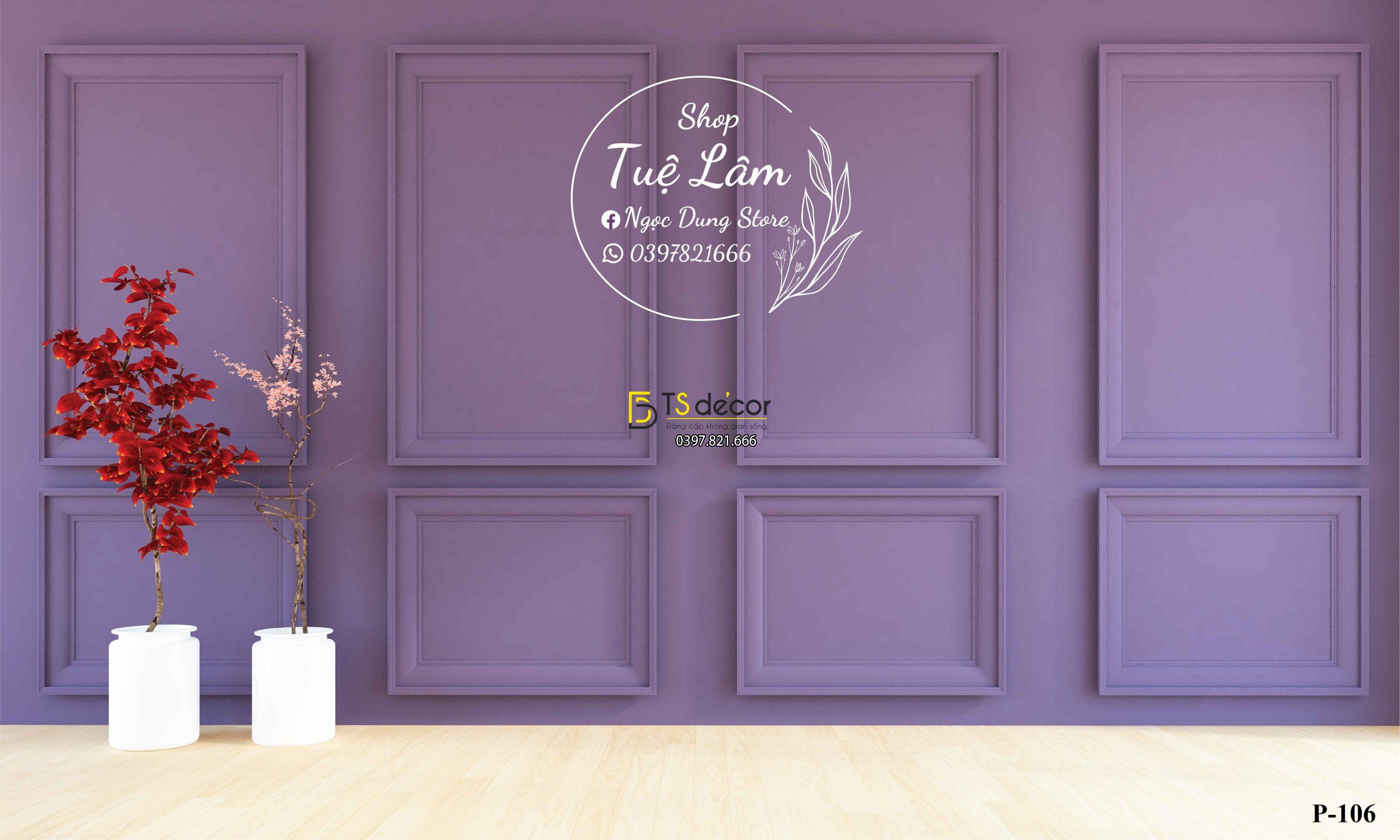 Phông Nền Livestream Chụp Ảnh Màu Tím Có Cây 3D 5D Mã P106