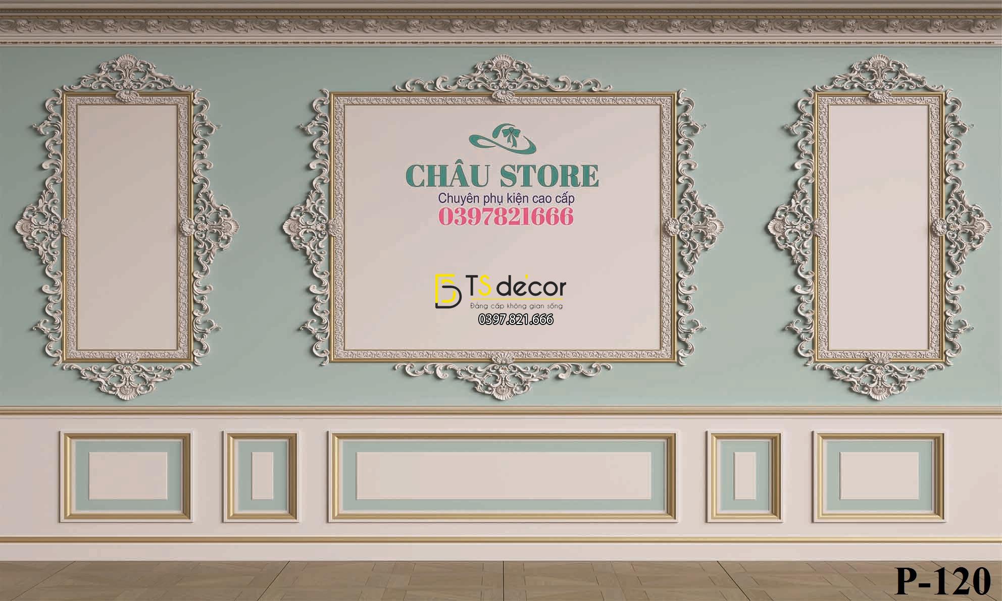 Phông Nền Livestream Chụp Ảnh Phào Chỉ Tân Cổ Điển Sang Trọng 3D 5D Mã P120