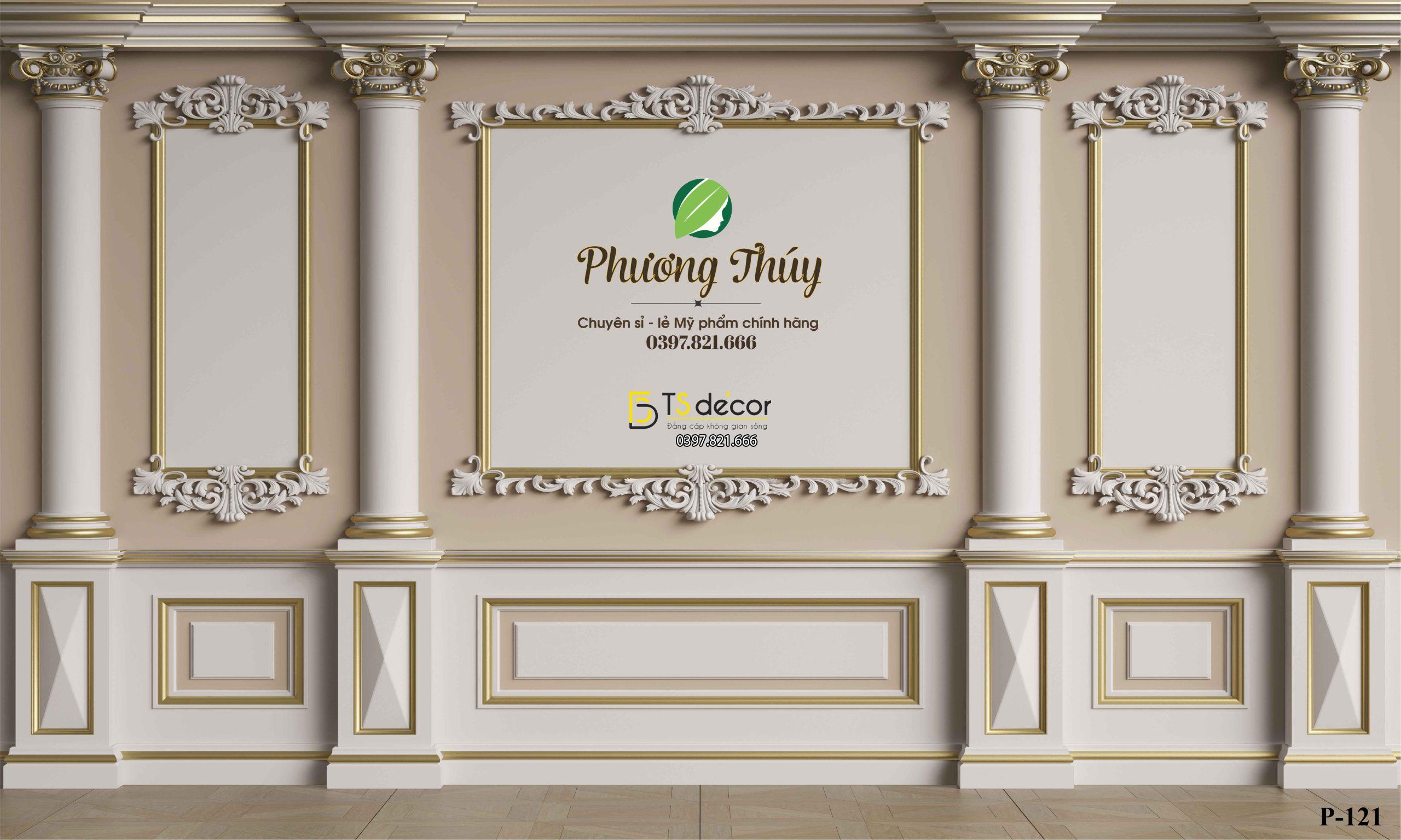 Phông Nền Livestream Chụp Ảnh Nâu Phào Chỉ Tân Cổ Điển 3D 5D Mã P121