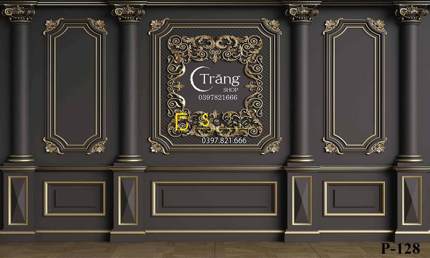 Phông Nền Livestream Chụp Ảnh Phào Chỉ Tân Cổ Điển Màu Trầm 3D 5D Mã P128