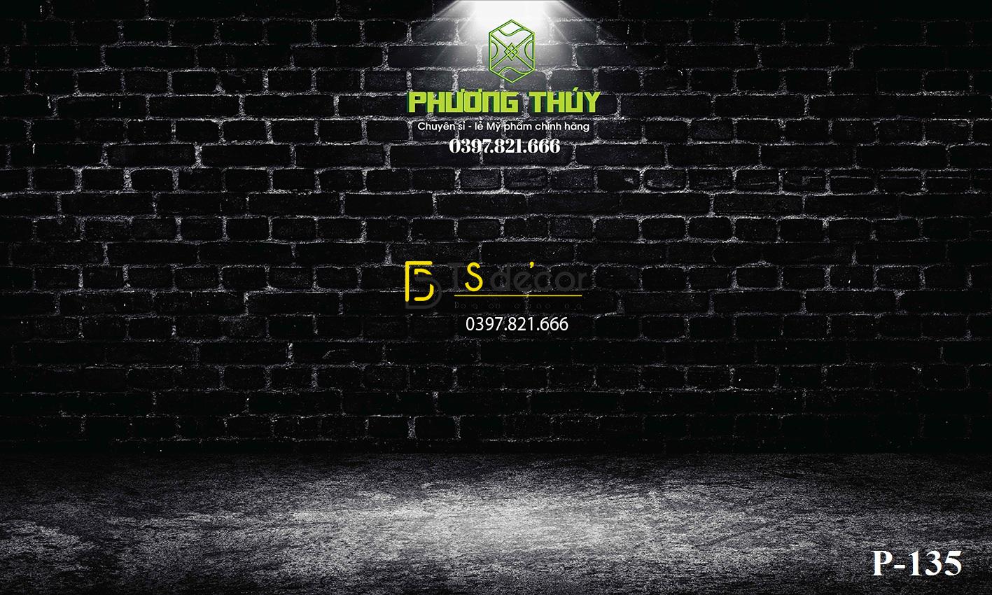 Phông Nền Livestream Chụp Ảnh Giả Tường Gạch Đen 3D 5D Mã P135