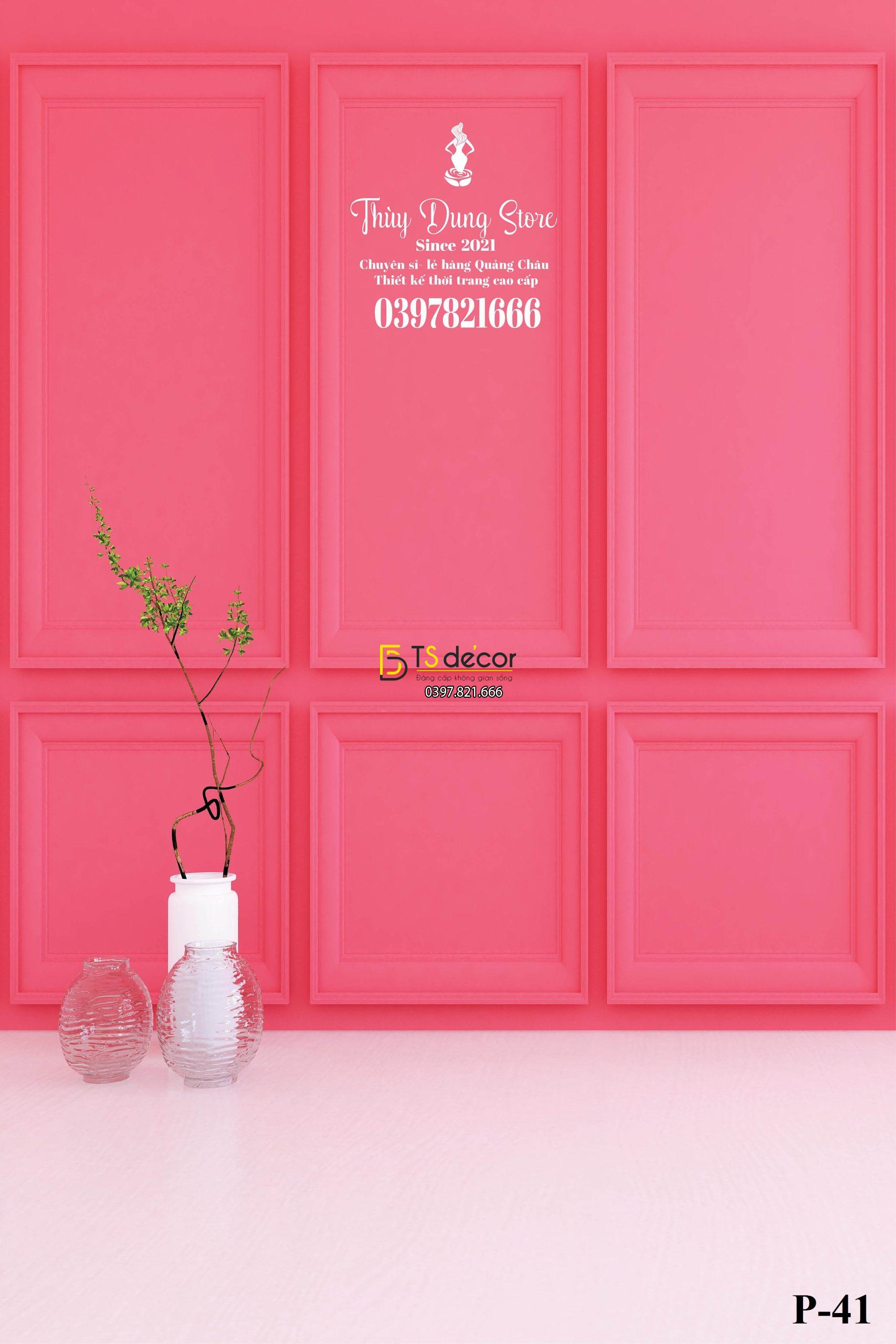 Phông Nền Livestream Chụp Ảnh Màu Hồng 3D 5D Mã P41