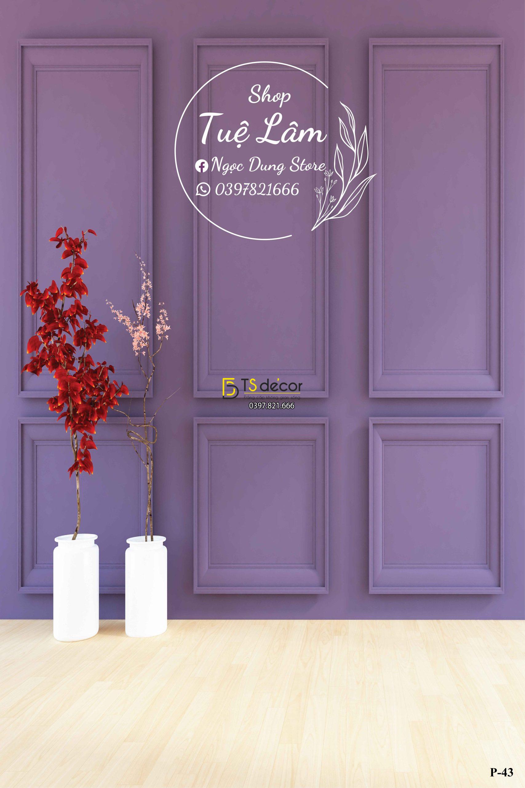 Phông Nền Livestream Chụp Ảnh Màu Tím Có Cây 3D 5D Mã P43