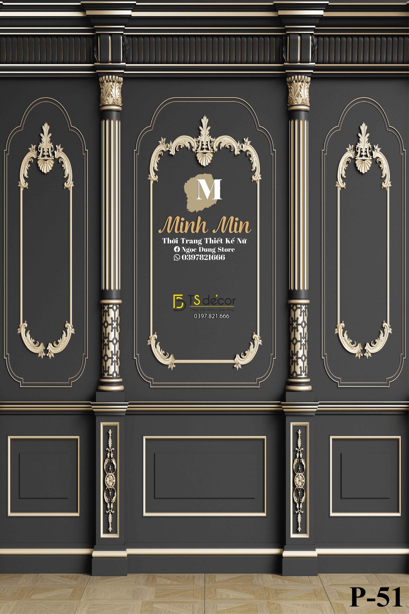 Phông Nền Livestream Chụp Ảnh Phào Chỉ Tân Cổ Điển Màu Trầm 3D 5D Mã P51