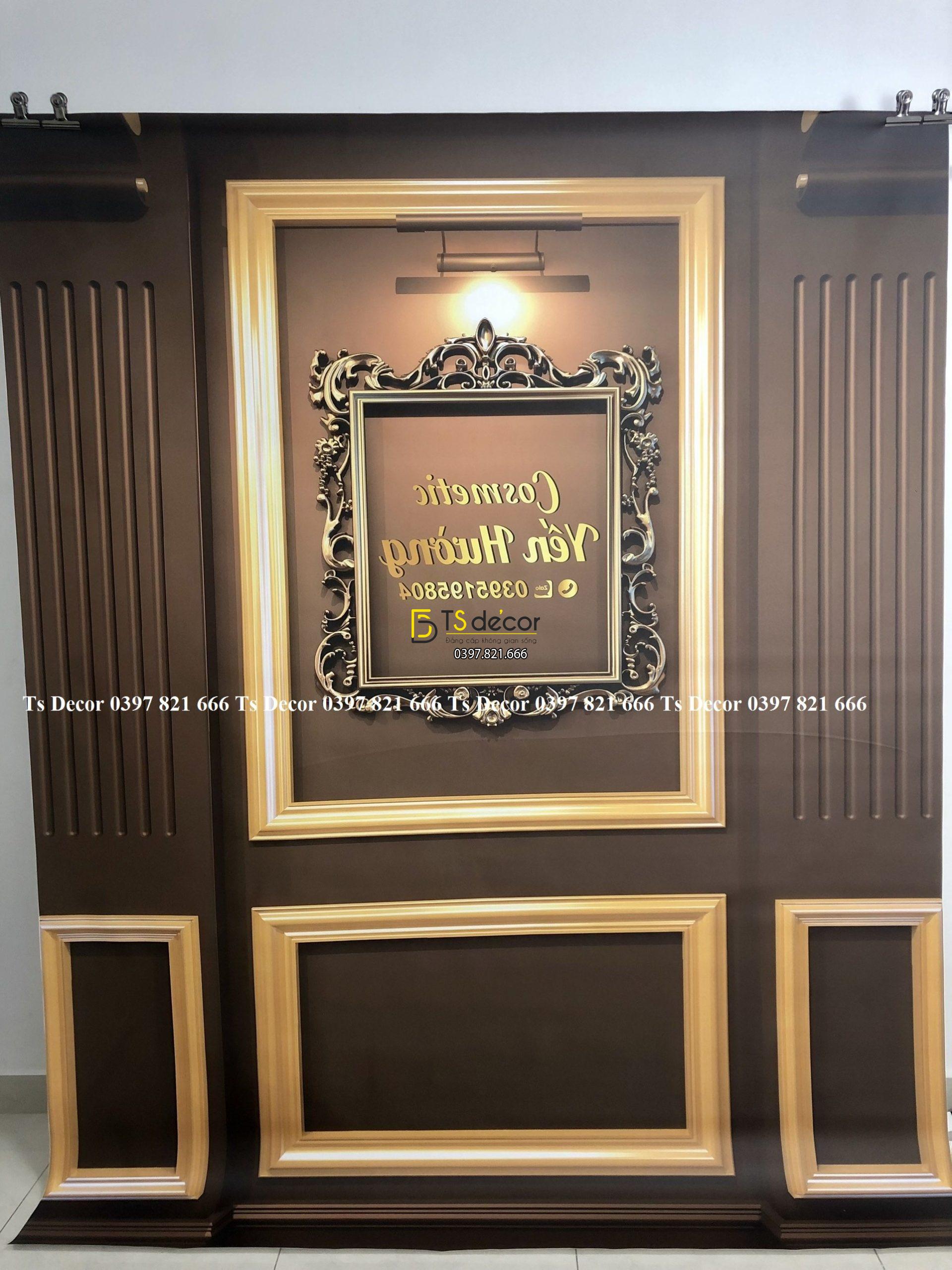 Phông Nền Livestream Chụp Ảnh Nâu Phào Chỉ Tân Cổ Điển 3D 5D Mã P138