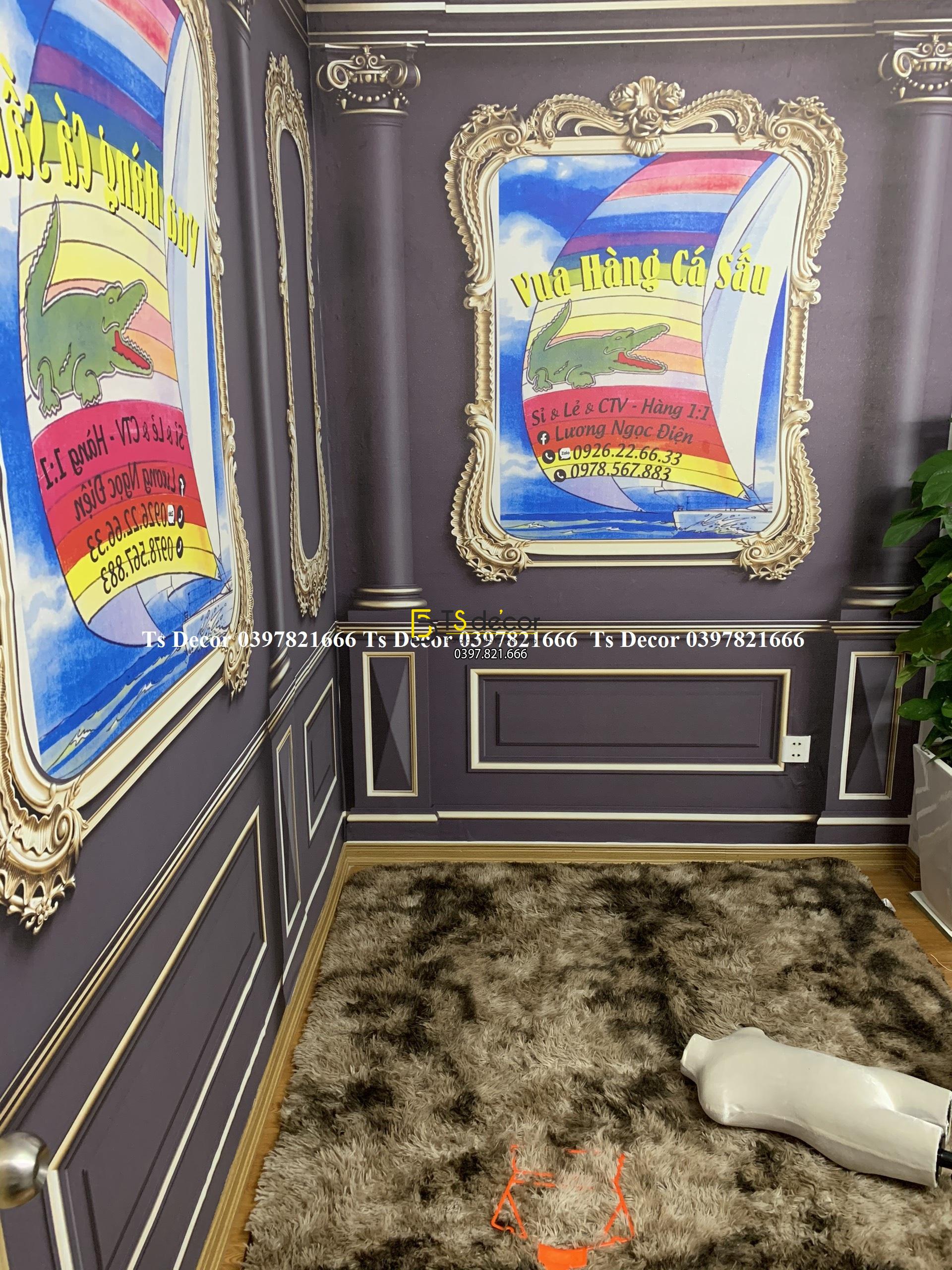 Phông Nền Đen Livestream Chụp Ảnh Phào Chỉ Tân Cổ Điển 3D 5D Mã P69