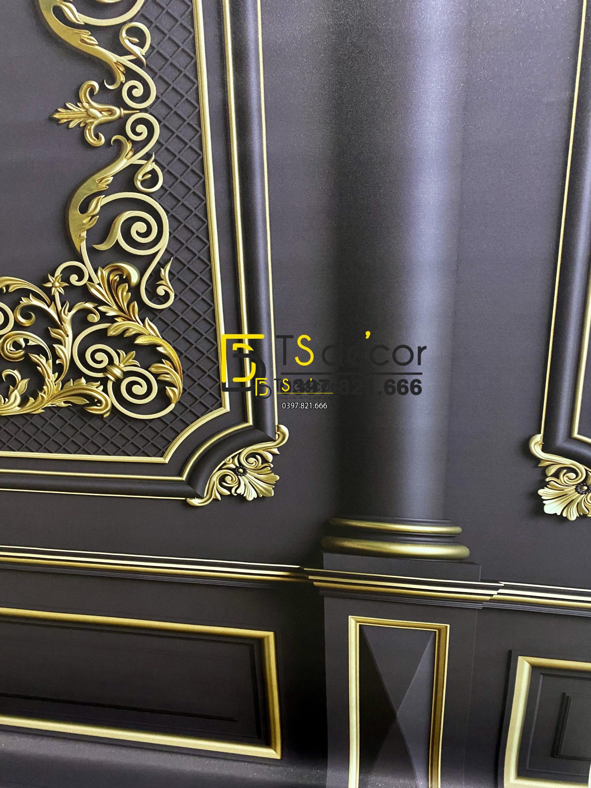 Phông Nền Livestream Chụp Ảnh Phào Chỉ Tân Cổ Điển Màu Trầm 3D 5D Mã P65