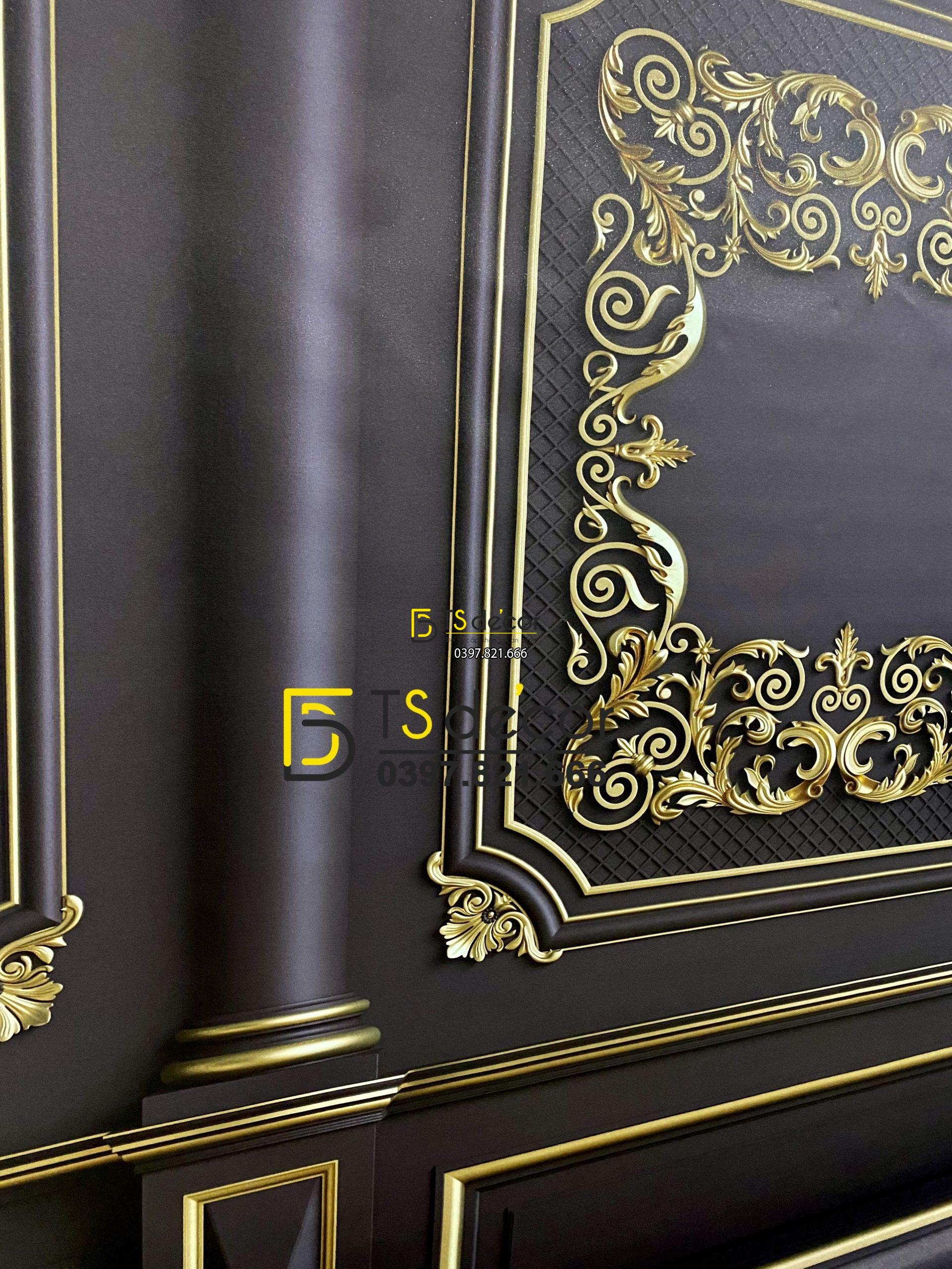 Phông Nền Livestream Chụp Ảnh Phào Chỉ Tân Cổ Điển Màu Trầm 3D 5D Mã P65