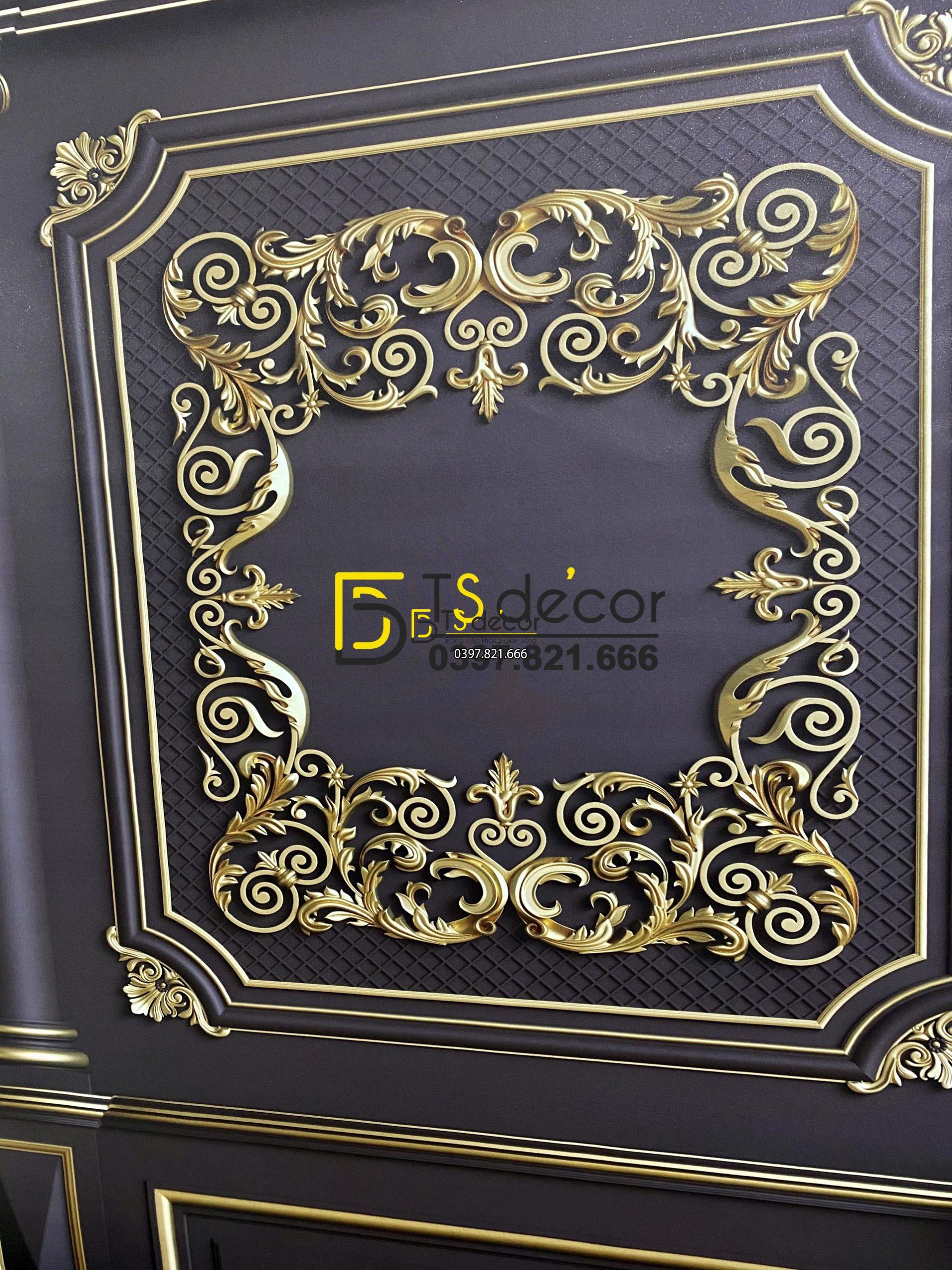 Phông Nền Livestream Chụp Ảnh Phào Chỉ Tân Cổ Điển Màu Trầm 3D 5D Mã P65