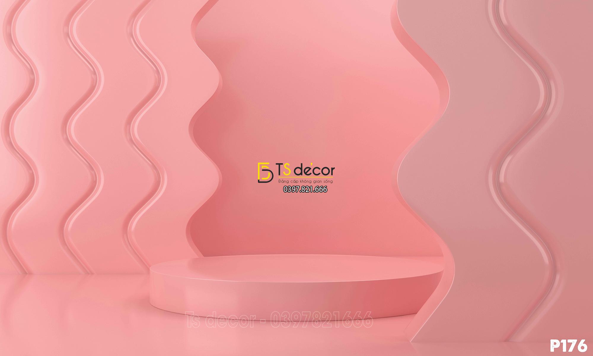 Phông Nền Livestream Chụp Ảnh Hồng Kute Gợn Sóng 3D 5D Mã P176 Phông Nền Livestream Chụp Ảnh Hồng Kute Gợn Sóng 3D 5D Mã P176