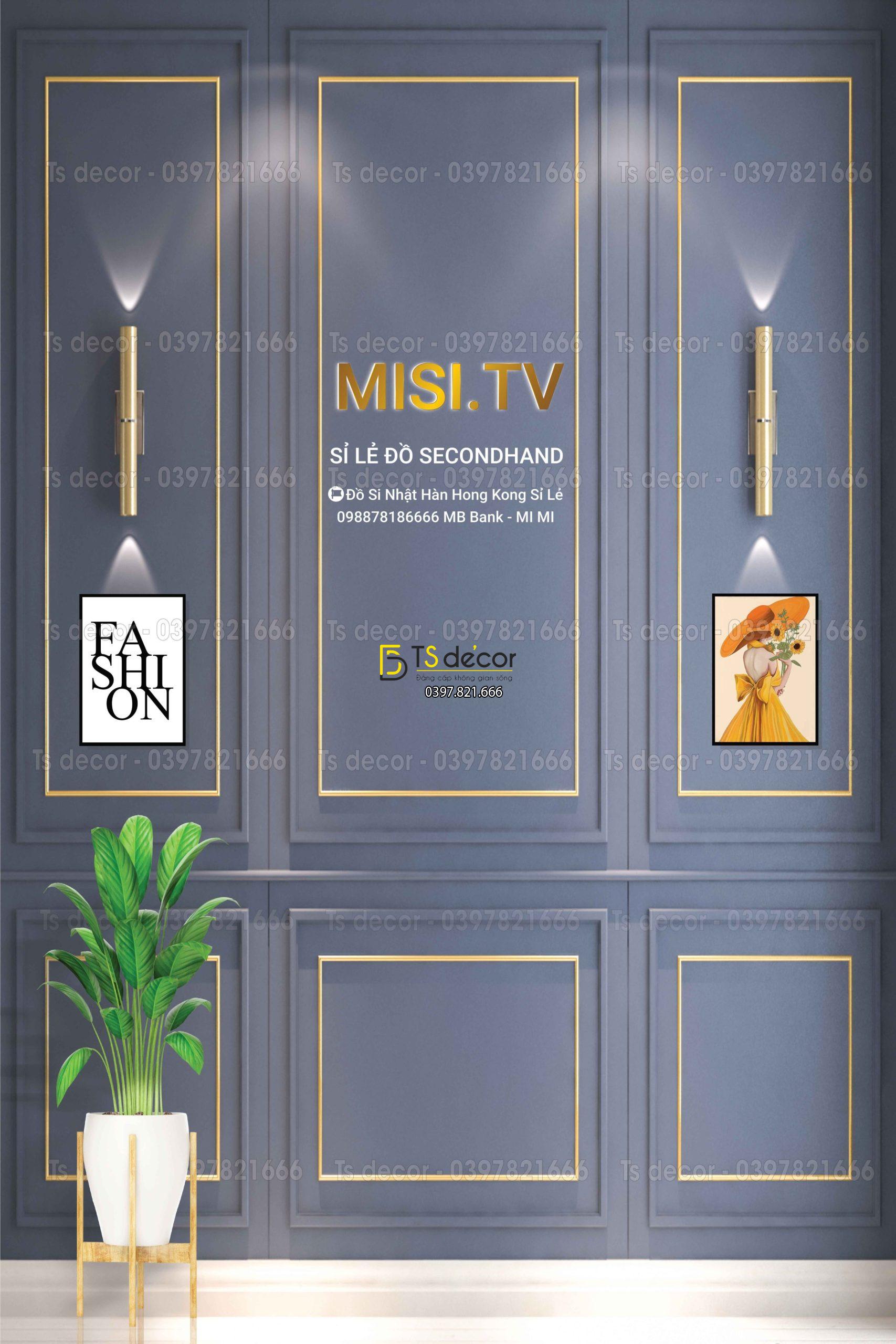 Phông Nền Livestream Chụp Ảnh Phào Chỉ Tân Cổ Điển Xanh Lam 3D 5D Mã P269