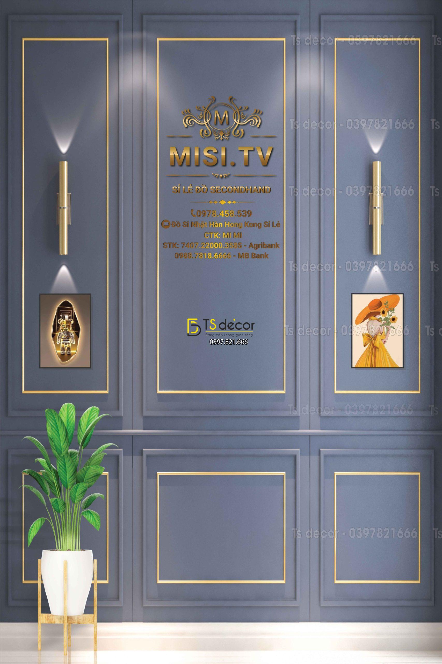 Phông Nền Livestream Chụp Ảnh Phào Chỉ Tân Cổ Điển Xanh Lam 3D 5D Mã P269