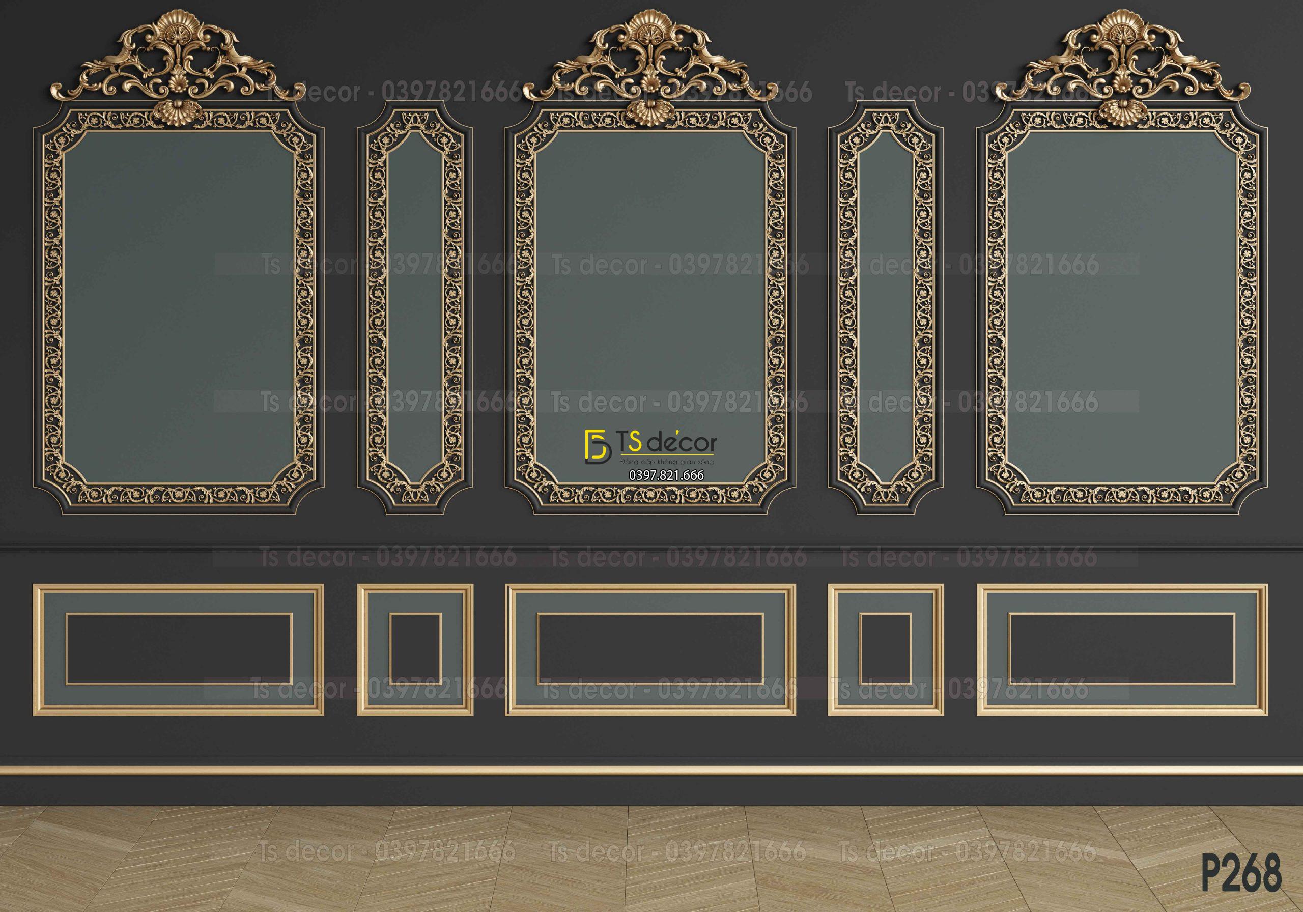 Phông Nền Livestream Chụp Ảnh Phào Chỉ Tân Cổ Điển Màu Trầm 3D 5D Mã P270