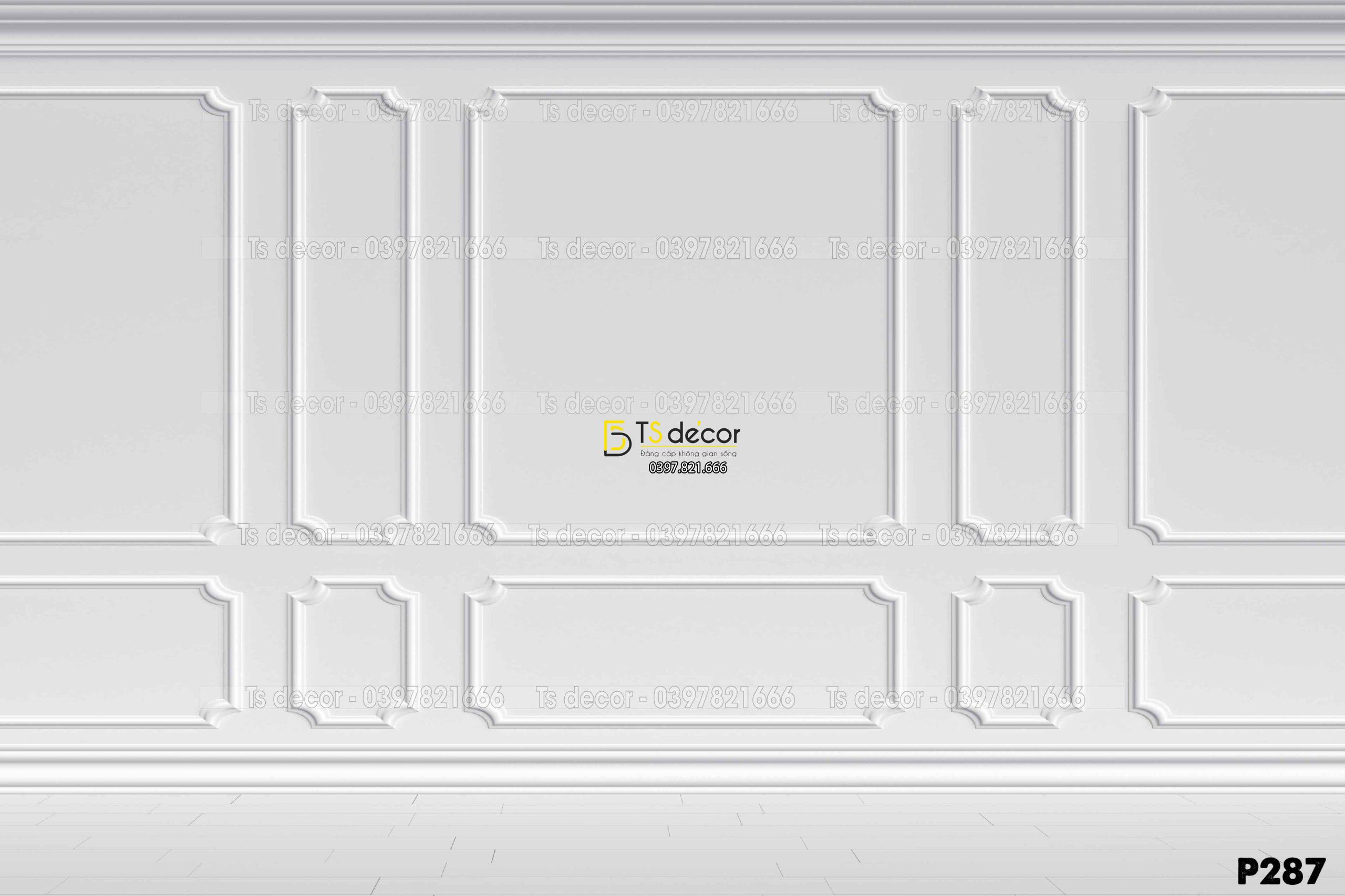 Phông Nền Livestream Chụp Ảnh Trắng Phào Chỉ Tân Cổ Điển 3D 5D Mã P287