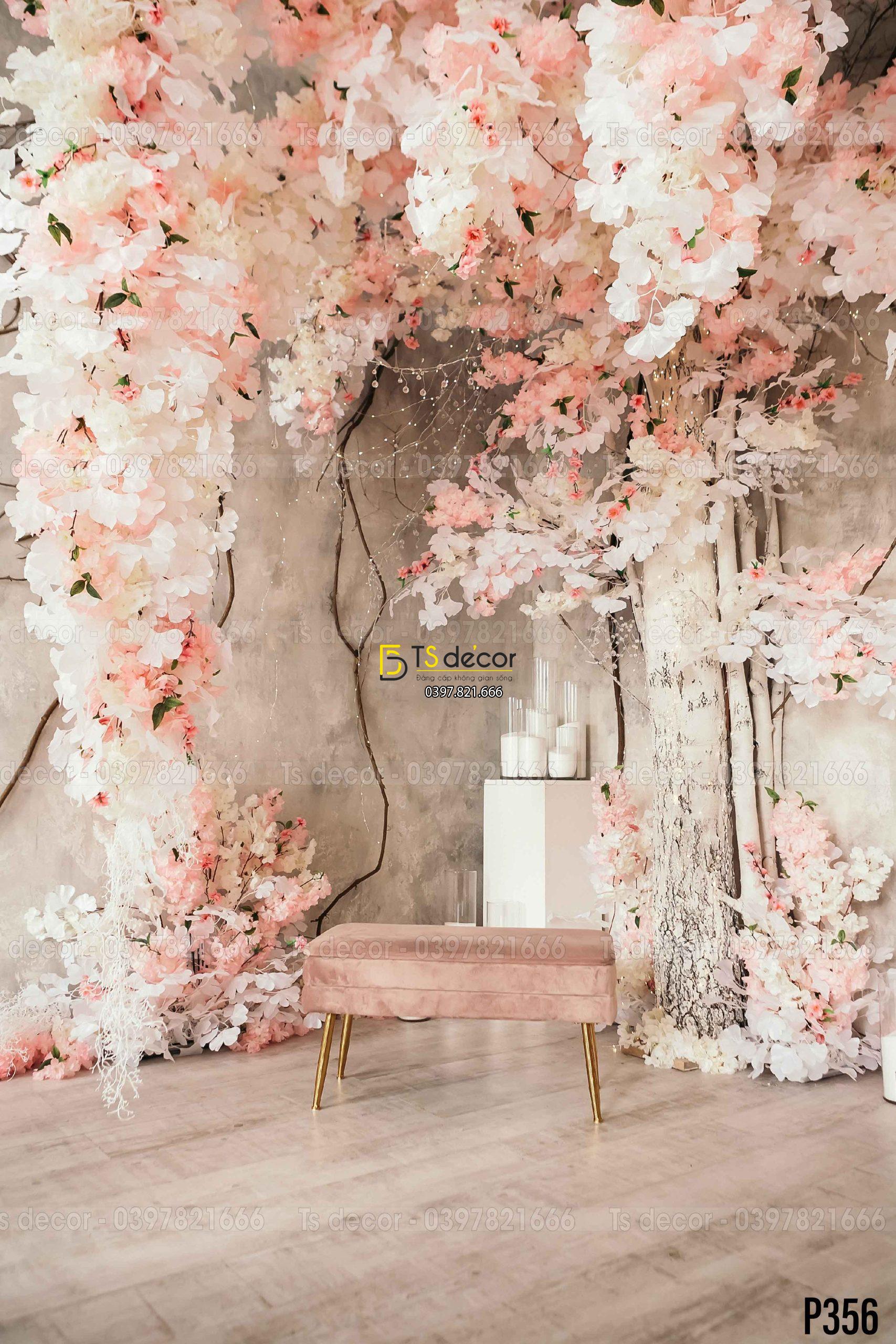 Phông Nền Livestream Chụp Ảnh Cổng Hoa Hiện Đại 3D 5D Mã P356