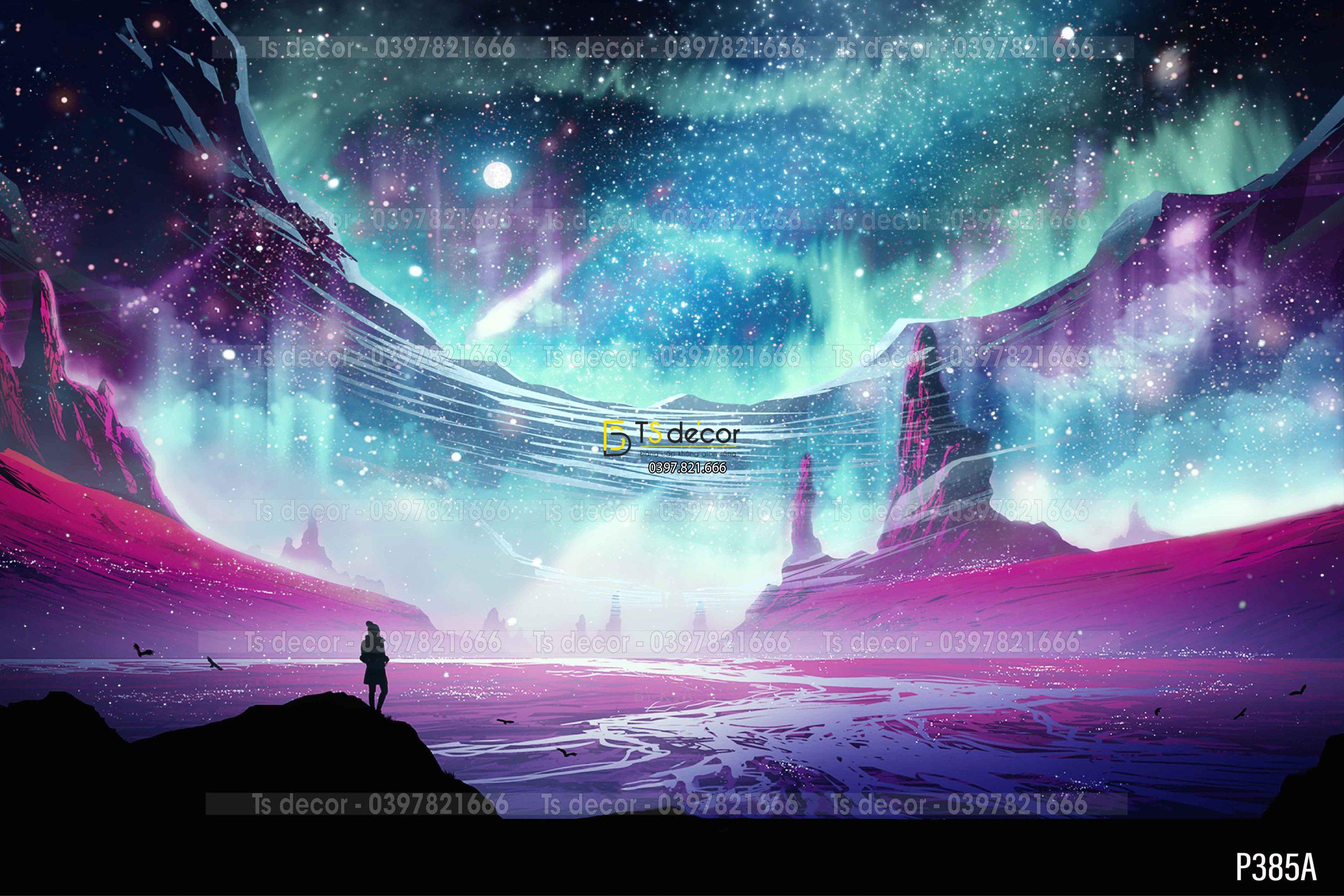 Phông Nền Livestream Chụp Ảnh Không Gian Vũ Trụ Huyền Ảo 3D 5D Mã P385