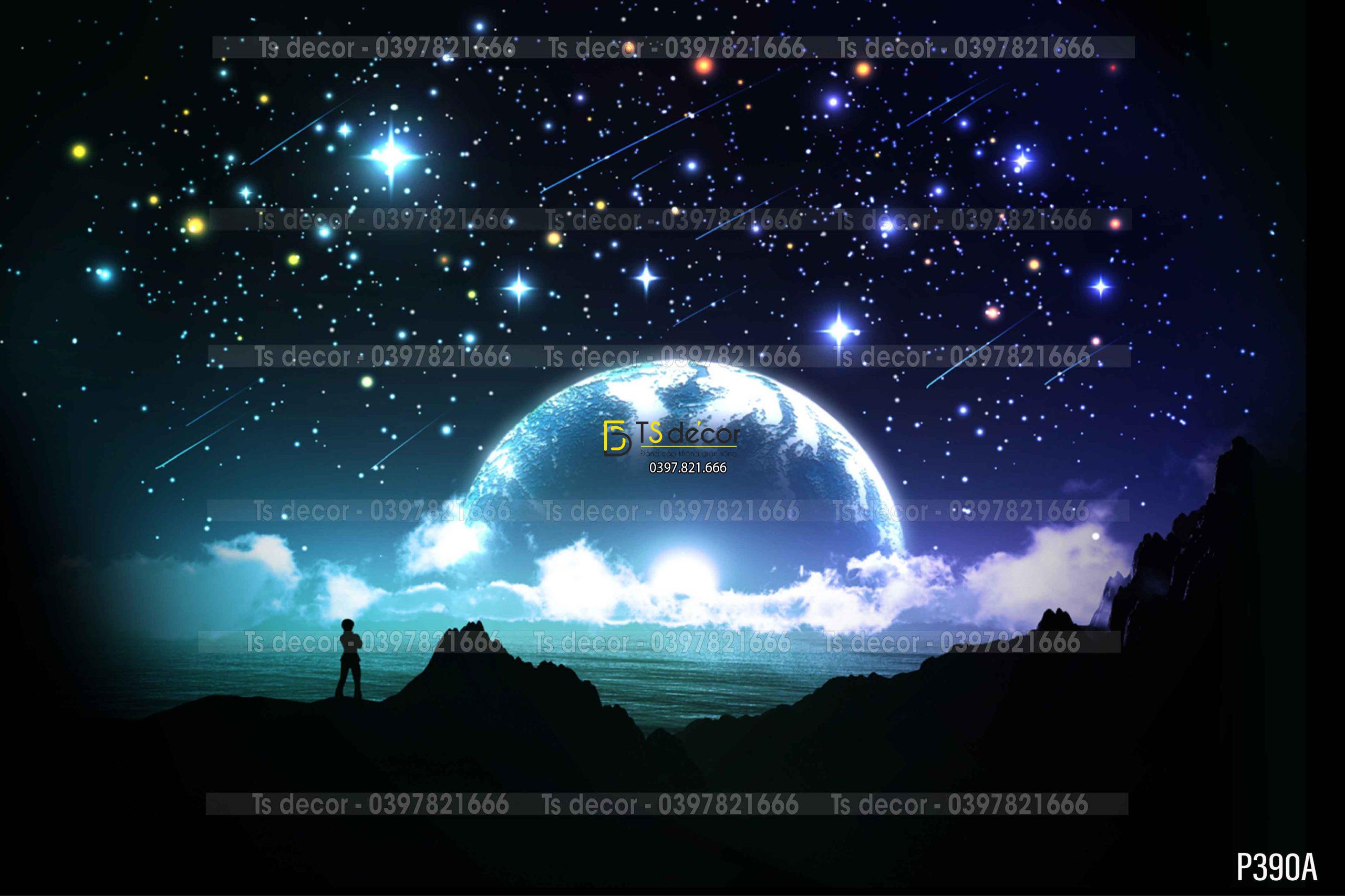 Phông Nền Livestream Chụp Ảnh Không Gian Vũ Trụ Huyền Ảo 3D 5D Mã P390