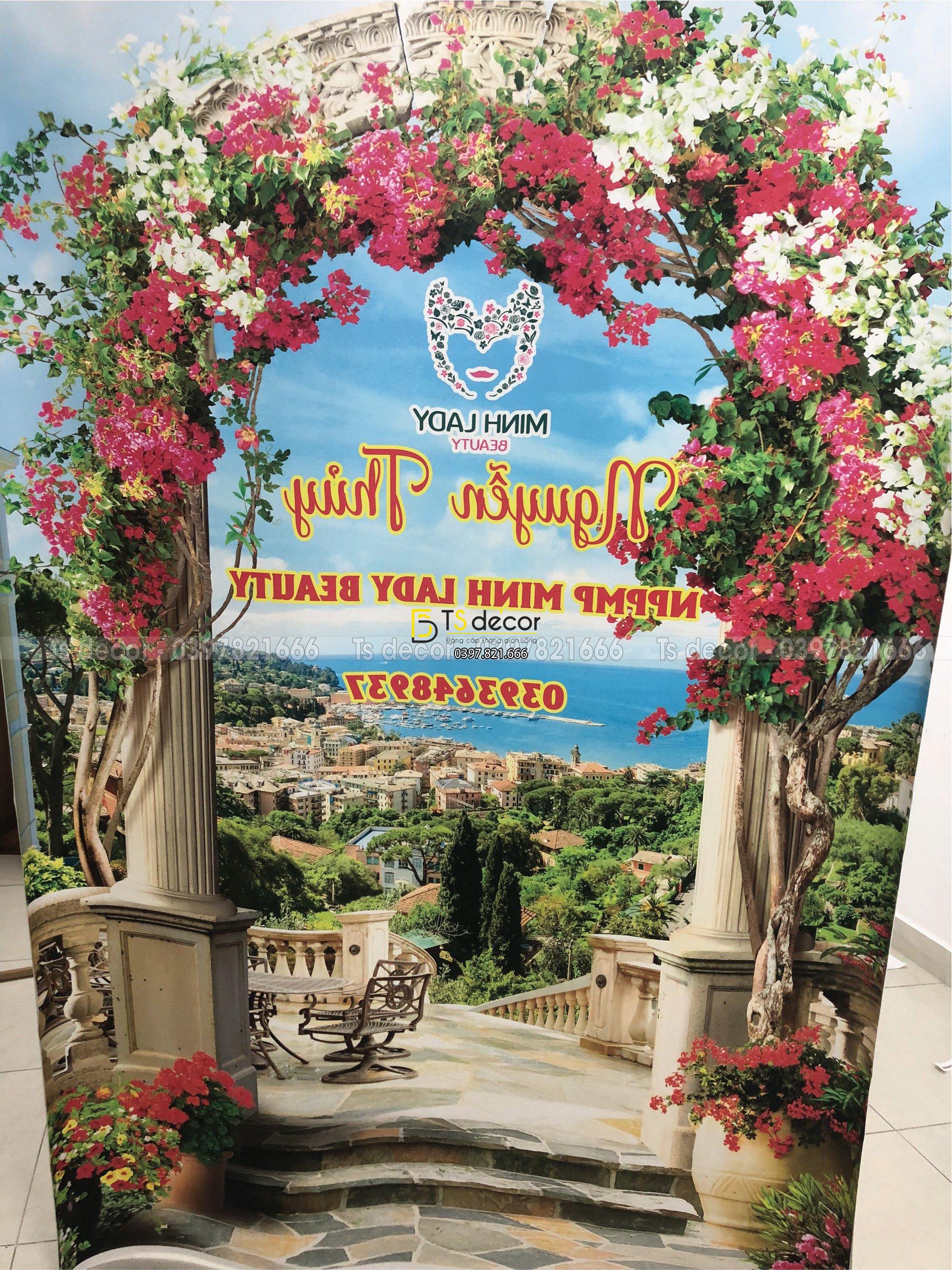 Phông Nền Livestream Chụp Ảnh Cổng Hoa Ngoài Trời 3D 5D Mã P186