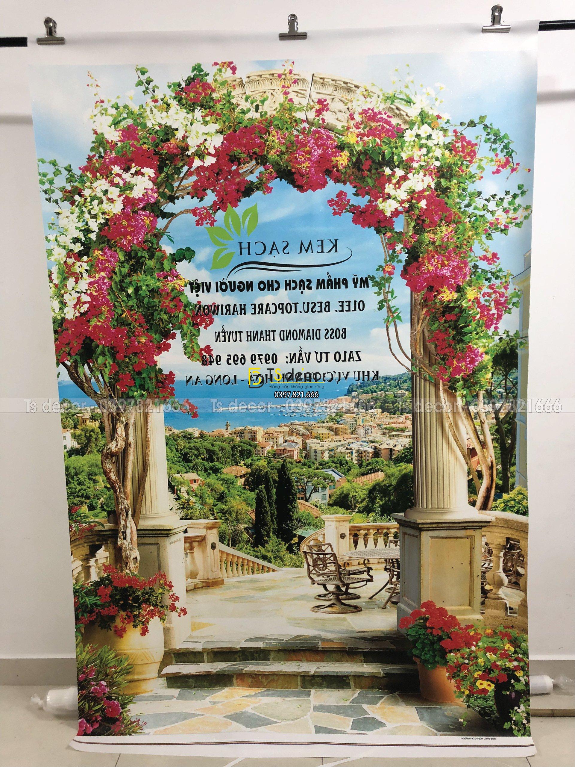 Phông Nền Livestream Chụp Ảnh Cổng Hoa Ngoài Trời 3D 5D Mã P186