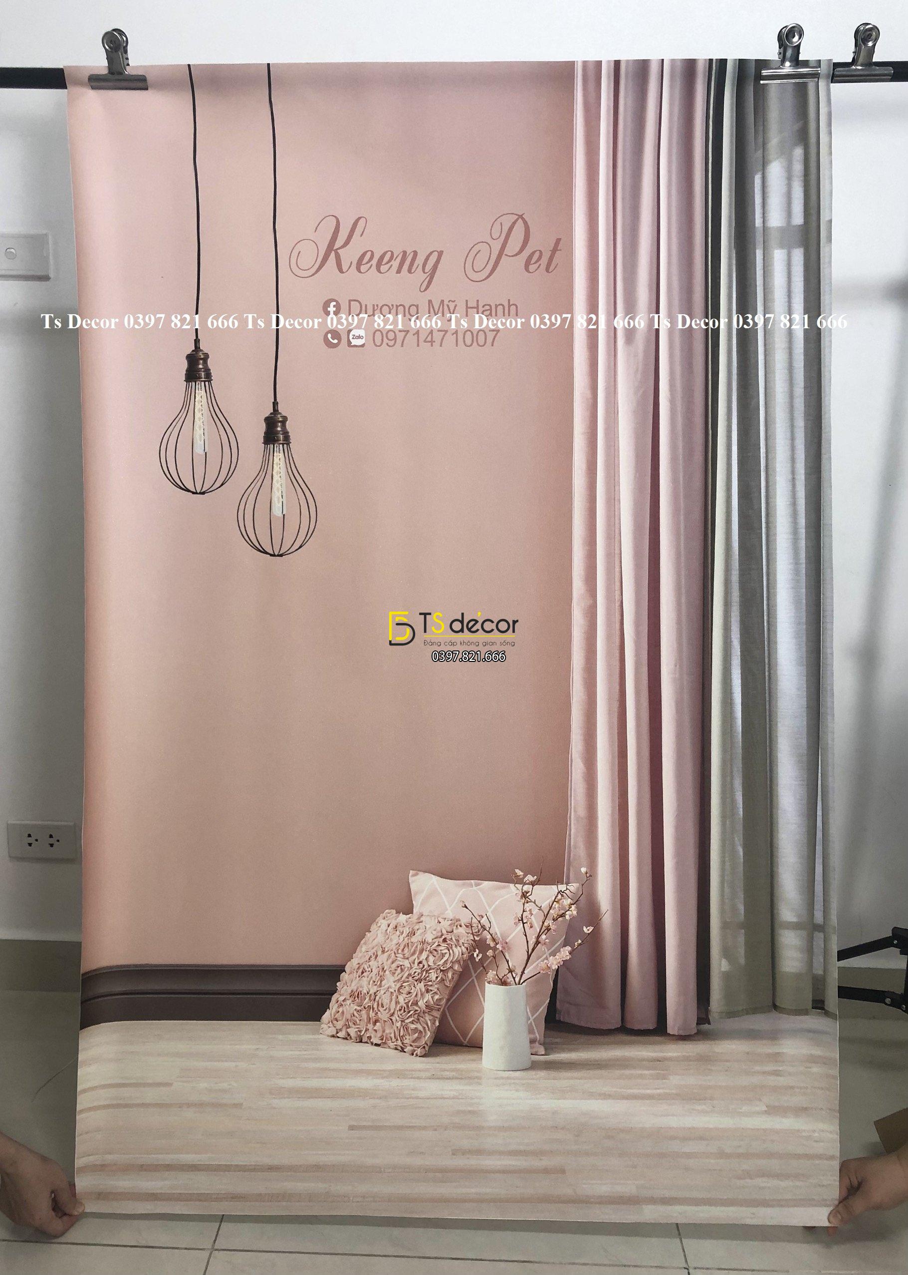 Phông Nền Livestream Chụp Ảnh Hồng Có Rèm 3D 5D Mã P159