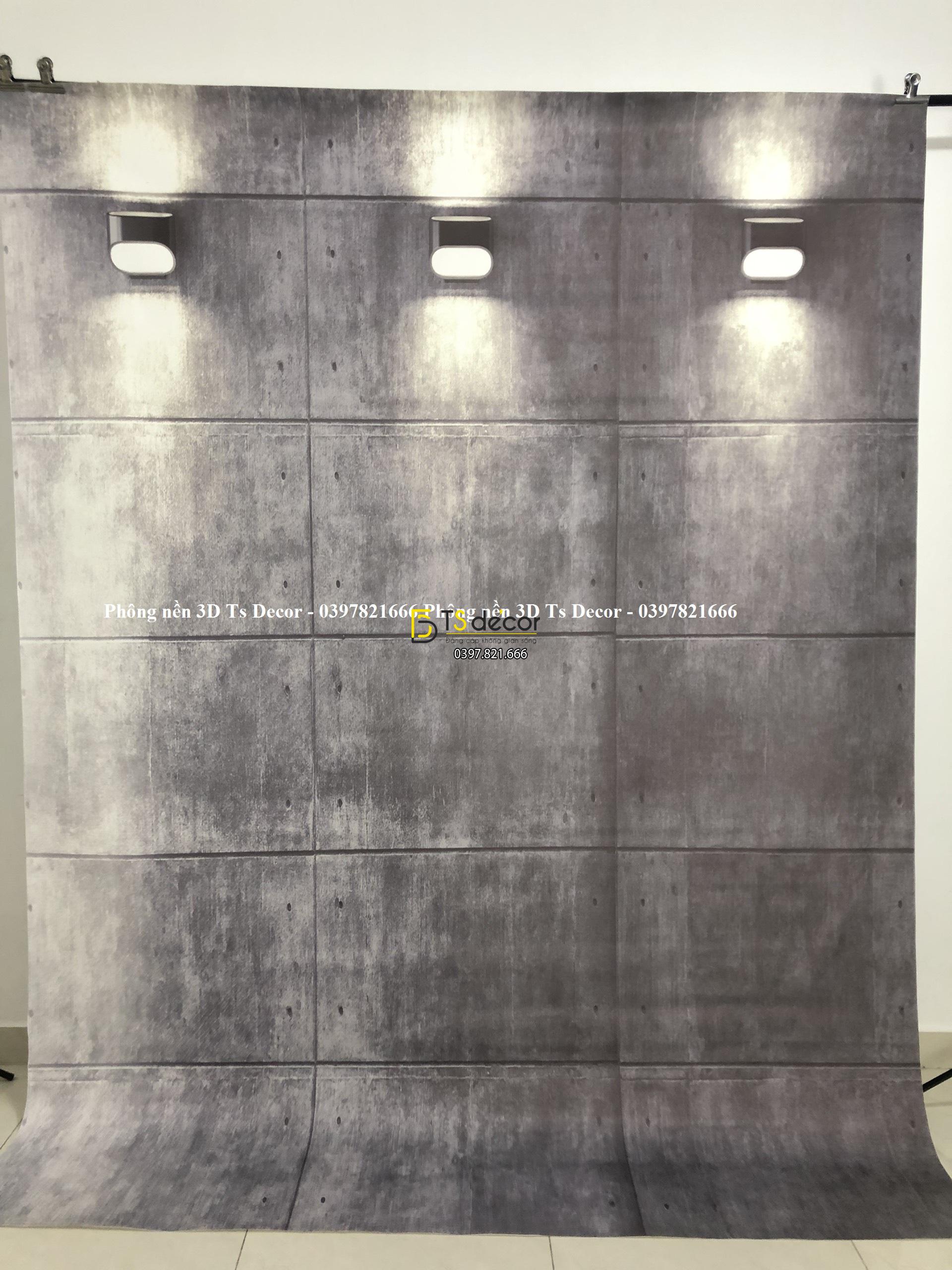 Phông Nền Livestream Chụp Ảnh Xám Xi Măng Có Đèn 3D 5D Mã P141