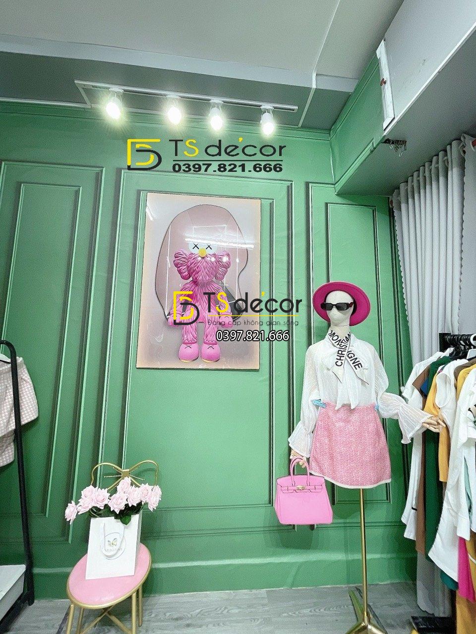 Phông Nền Livestream Chụp Ảnh Phào Chỉ Tân Cổ Điển Xanh Lá 3D 5D Mã P358